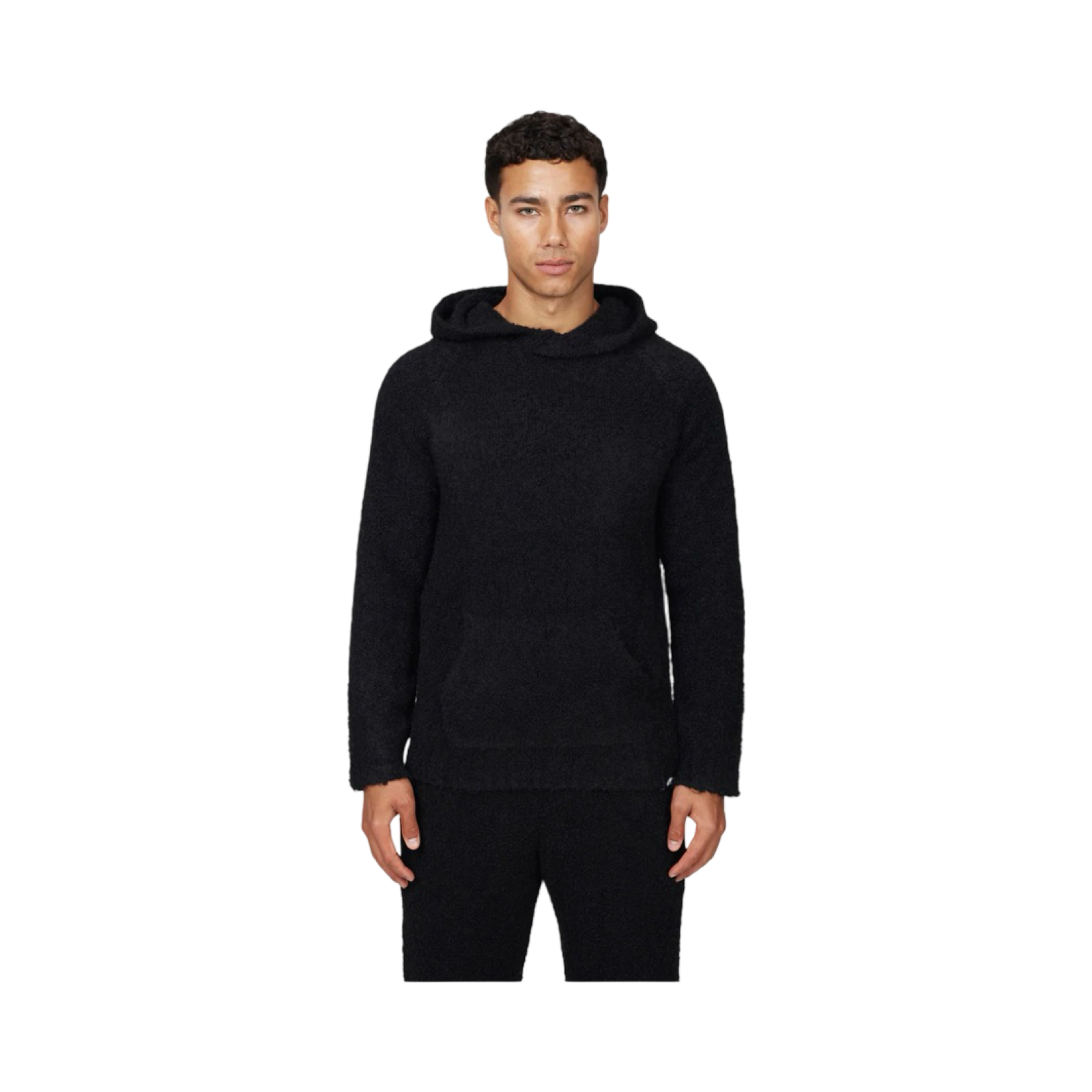 GFN BOUCLE KNITWEAR BLACK HOODIE