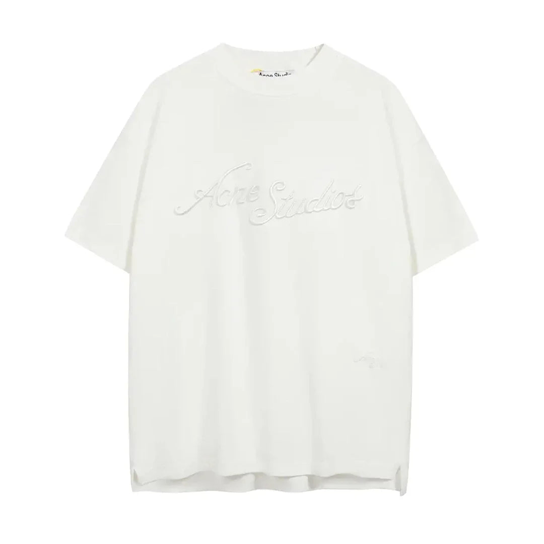 Acne Studios Logo T-Shirt Embroidered Logo Relaxed Fit White