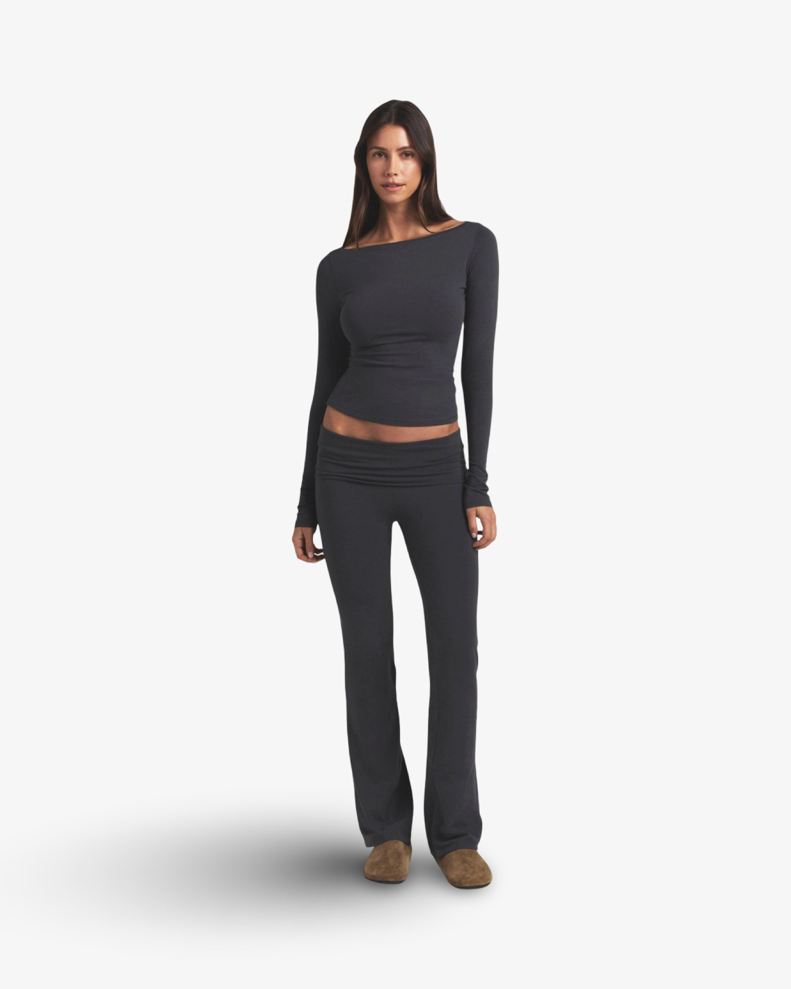 SKIMS COTTON JERSEY FOLDOVER PANT - ASH