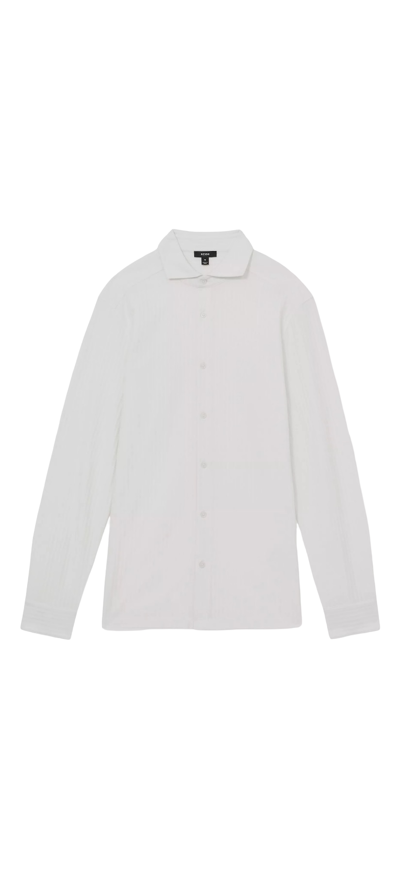 REISS HAYES JACQUARD STRIPE COTTON SHIRT WHITE