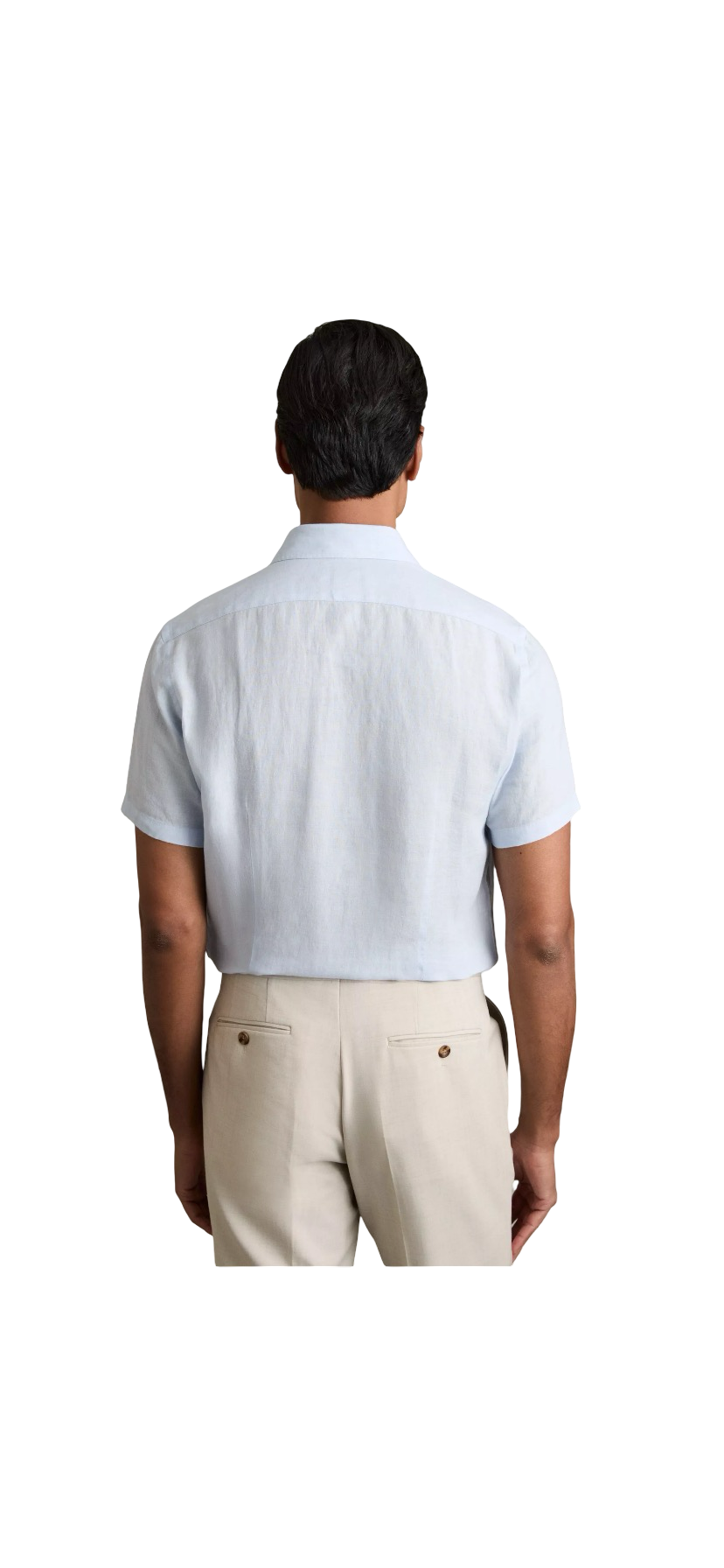 REISS HOLIDAY LINEN REGULAR FIT SHIRT THIME GREEN PALE BLUE