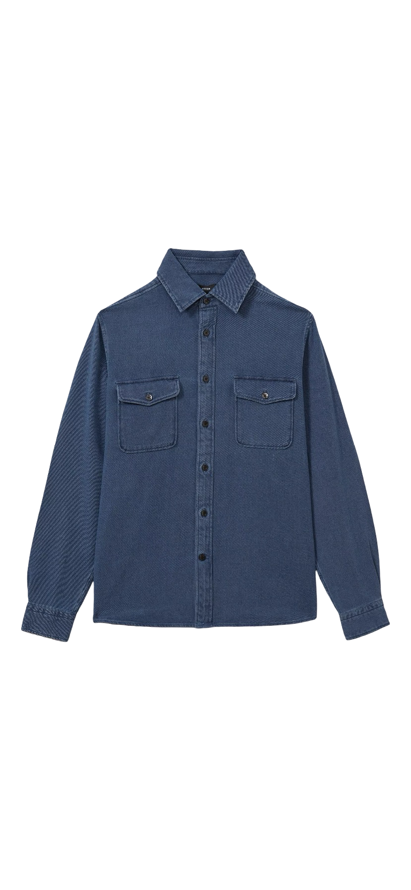 REISS MCLLROY TEXTURED DENIM OVERSHIRT INDIGO BLUE