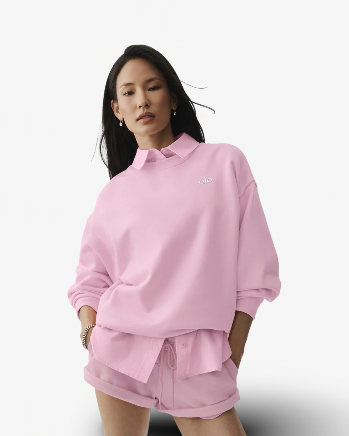 Alo Accolade Crew Neck Pullover pink