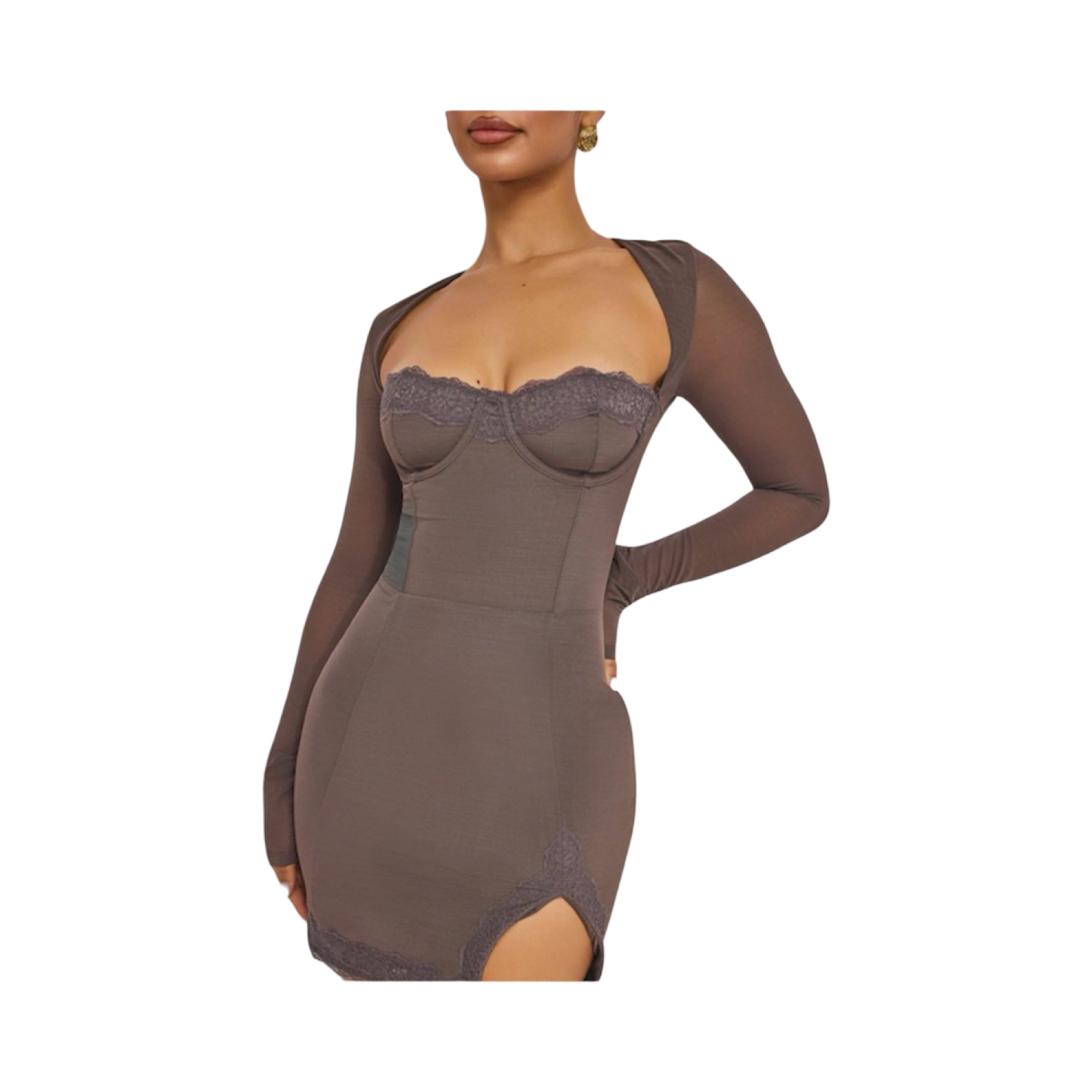 MARS THE LABEL BROWN MINI DRESS