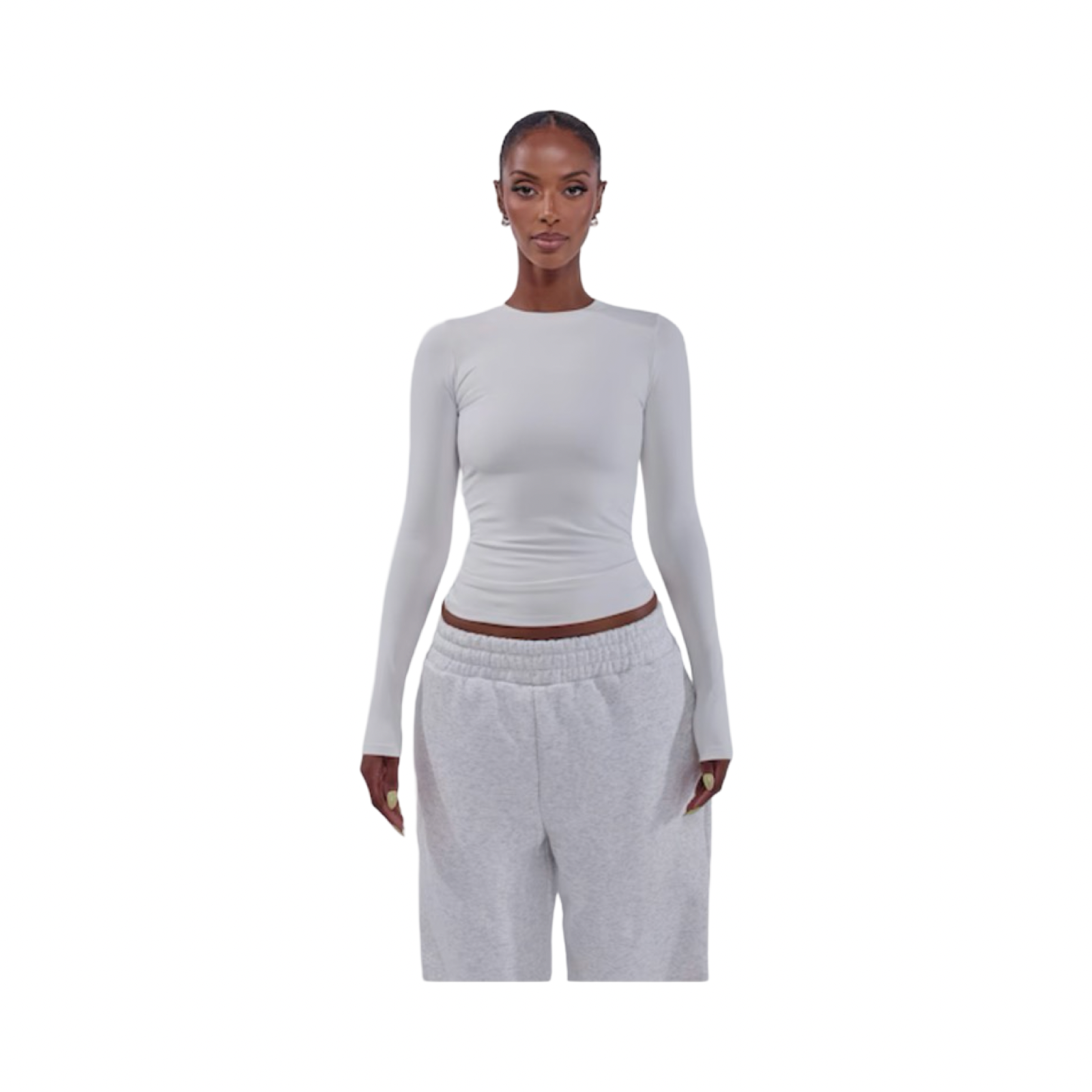 MARS THE LABEL SCULPT LONG SLEEVE TEE - STONE