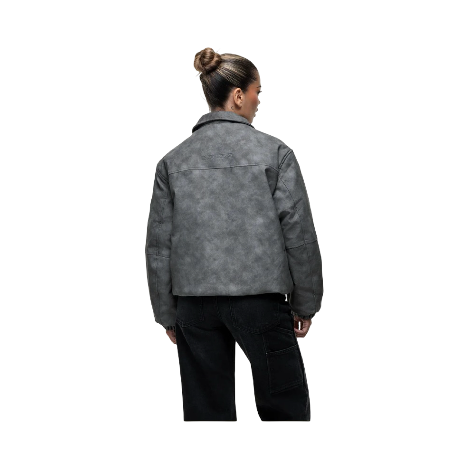 GFN VINTAGE GREY LEATHER COACH JACKET