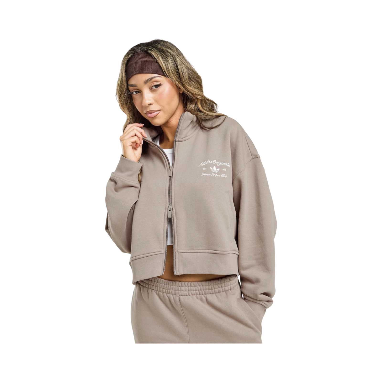 ADIDAS ORIGINALS CLUB FULL ZIP TRACK TOP - TAUPE