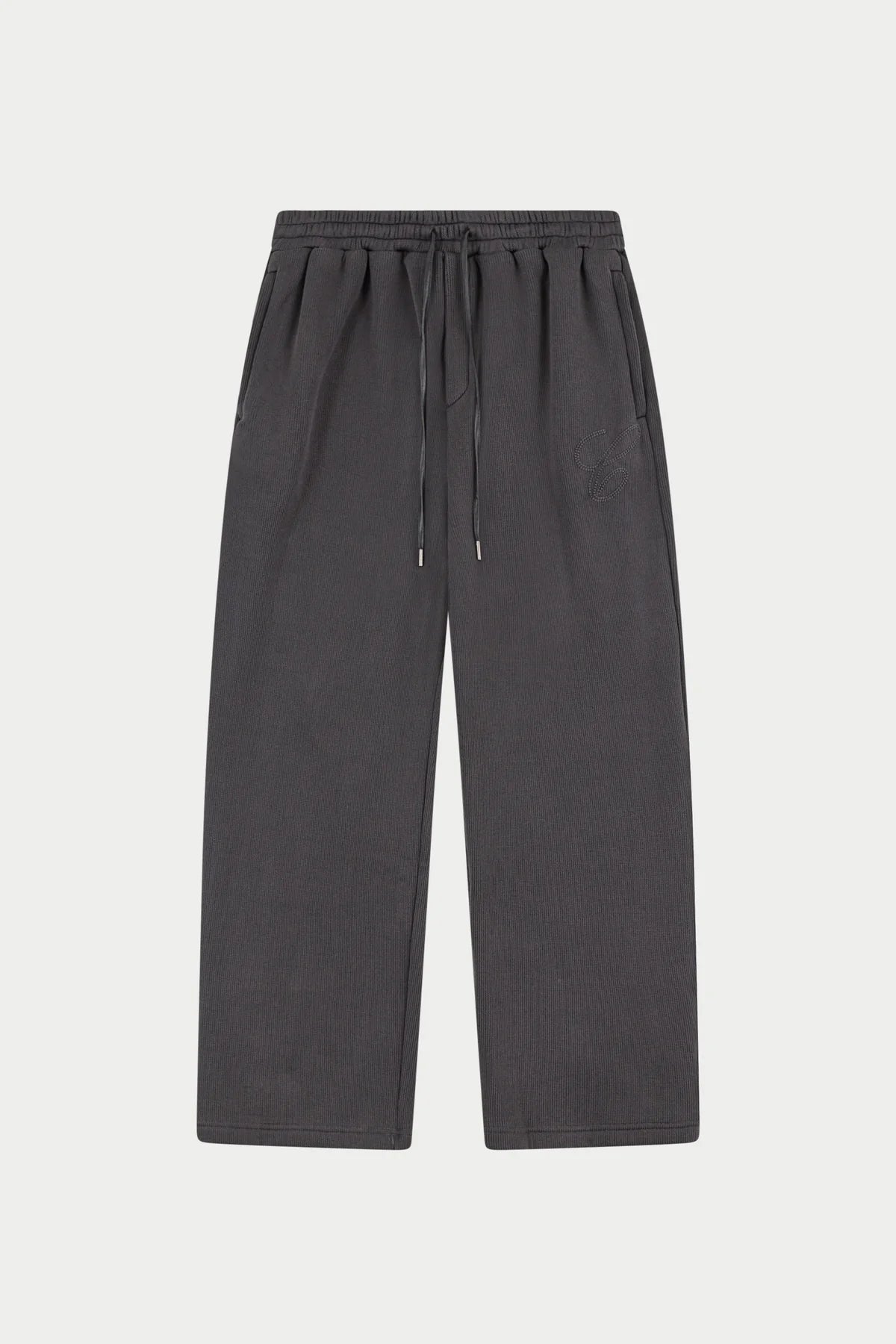 THE COUTURE CLUB KNIT CONTRAST DRAWCORDS RELAXED JOGGER - CHARCOAL