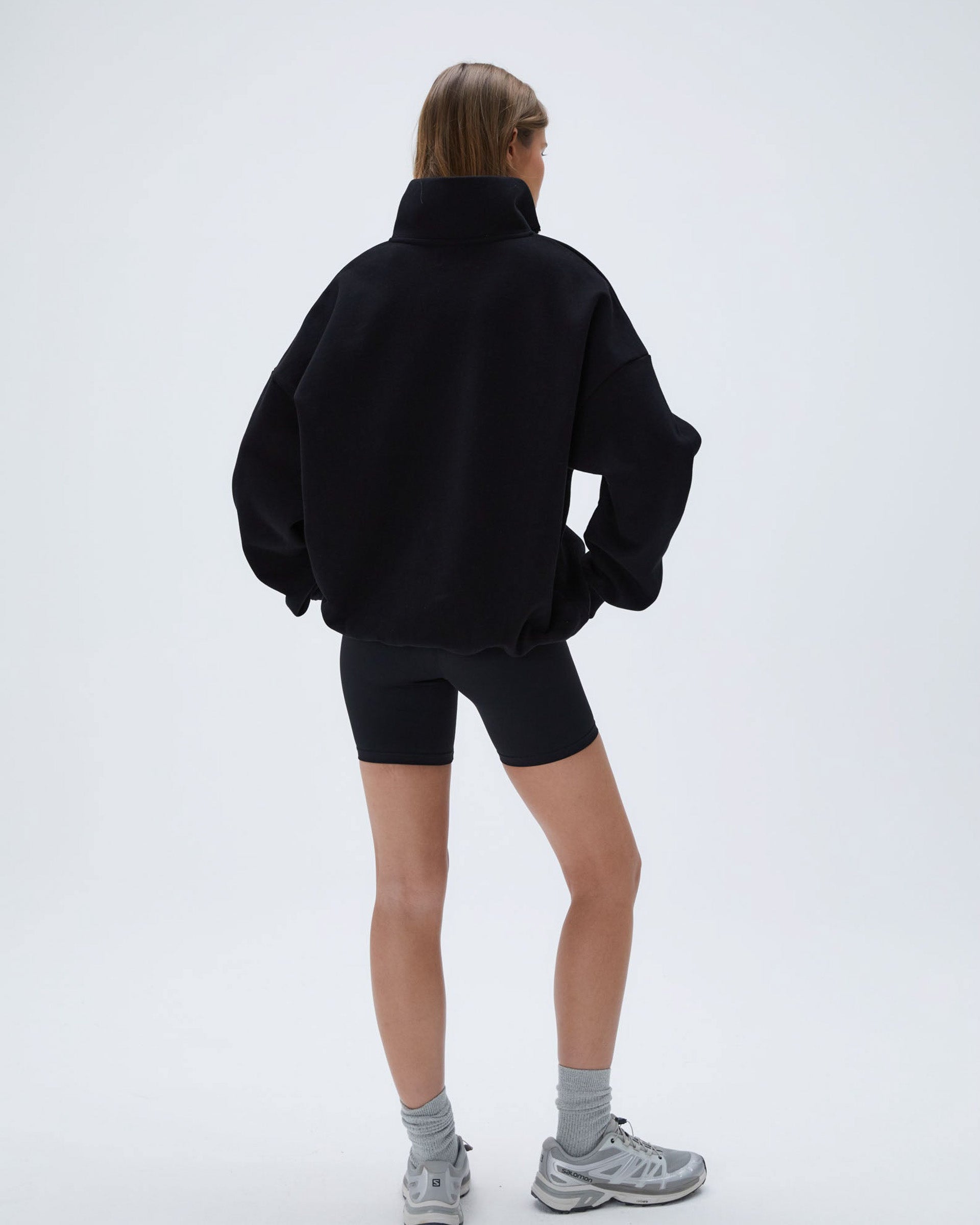 Adanola Outdoors Oversized Funnel Neck Zip Sweatshirt - Black