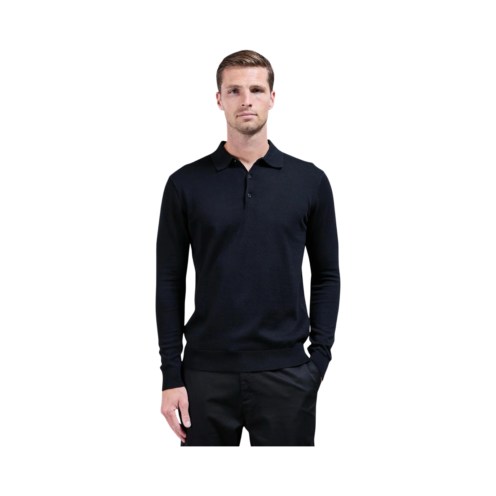 ARNE LONG SLEEVE POLO SHIRT BLACK