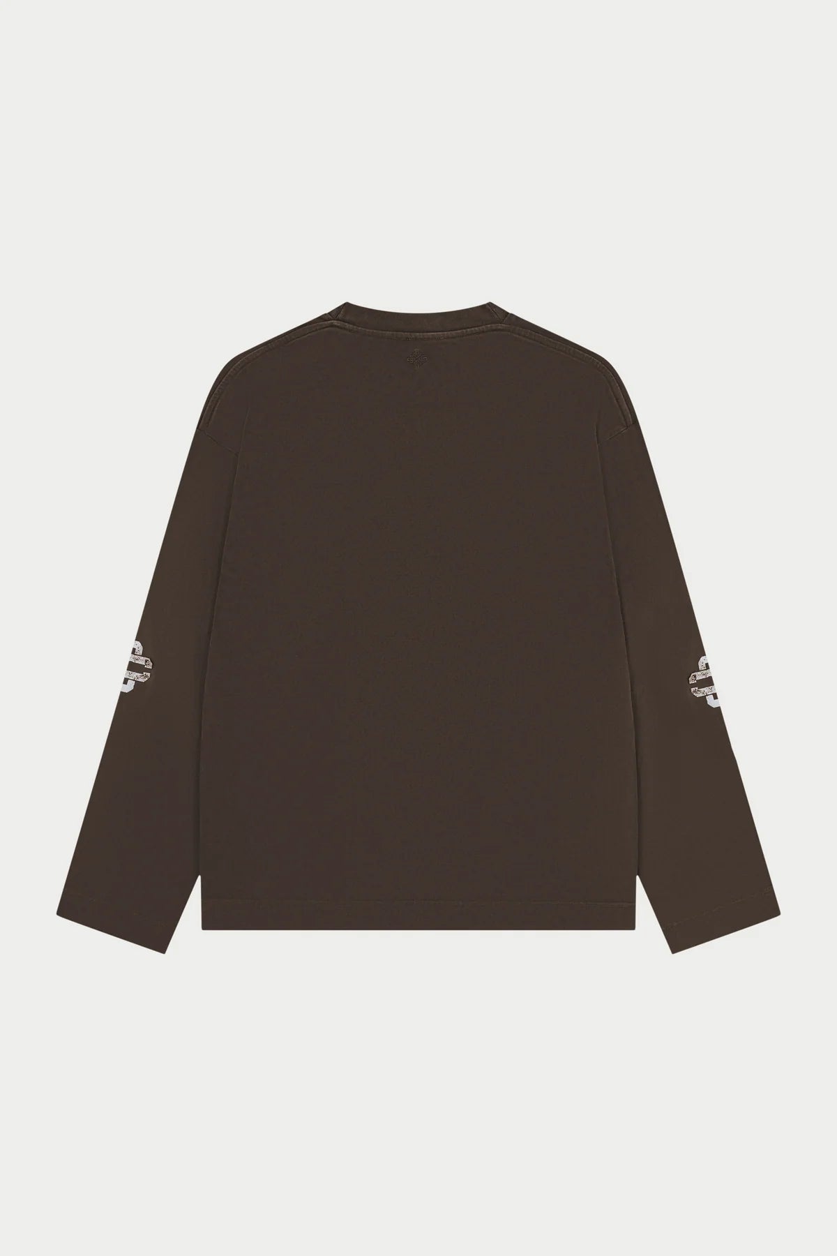 THE COUTURE CLUB WASHED EMBLEM PRINT LONG SLEEVE T-SHIRT - BROWN