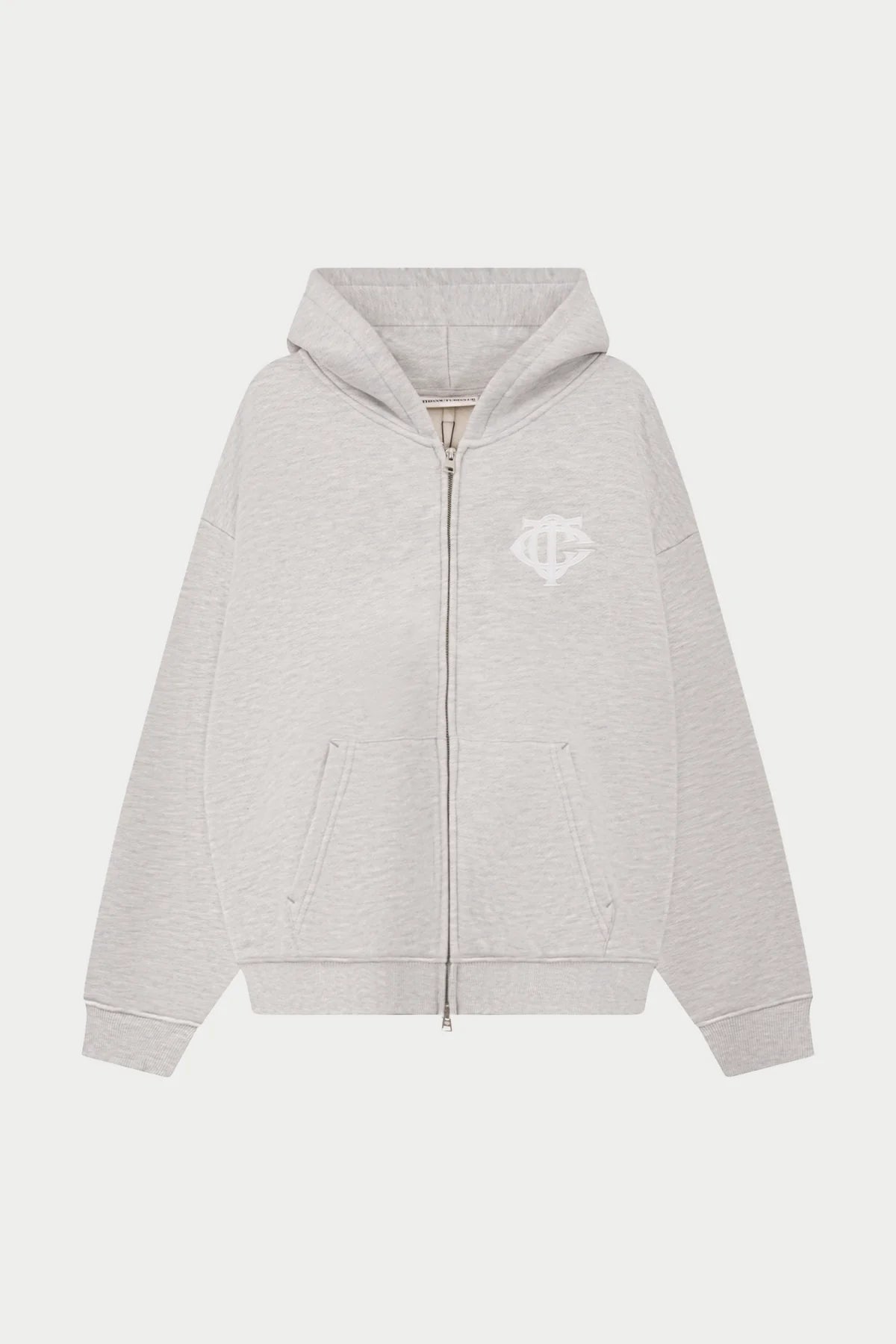 THE COUTURE CLUB HEAVYWEIGHT MONOGRAM APPLIQUE EMBLEM ZIP THROUGH - GREY MARL