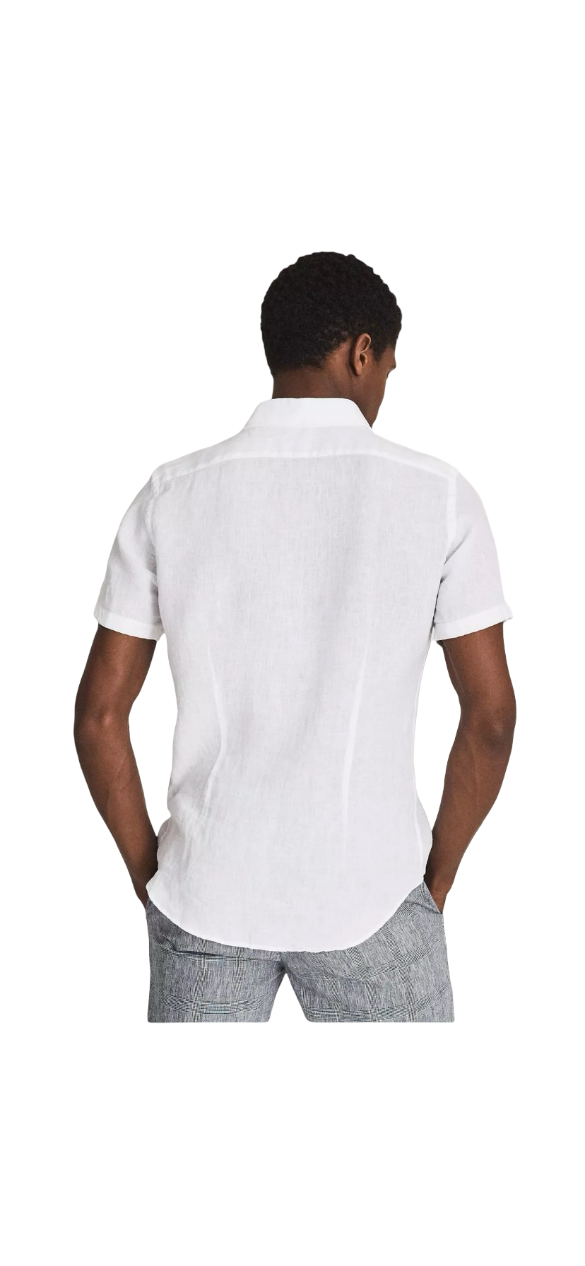 REISS HOLIDAY LINEN SLIM FIT SHIRT WHITE
