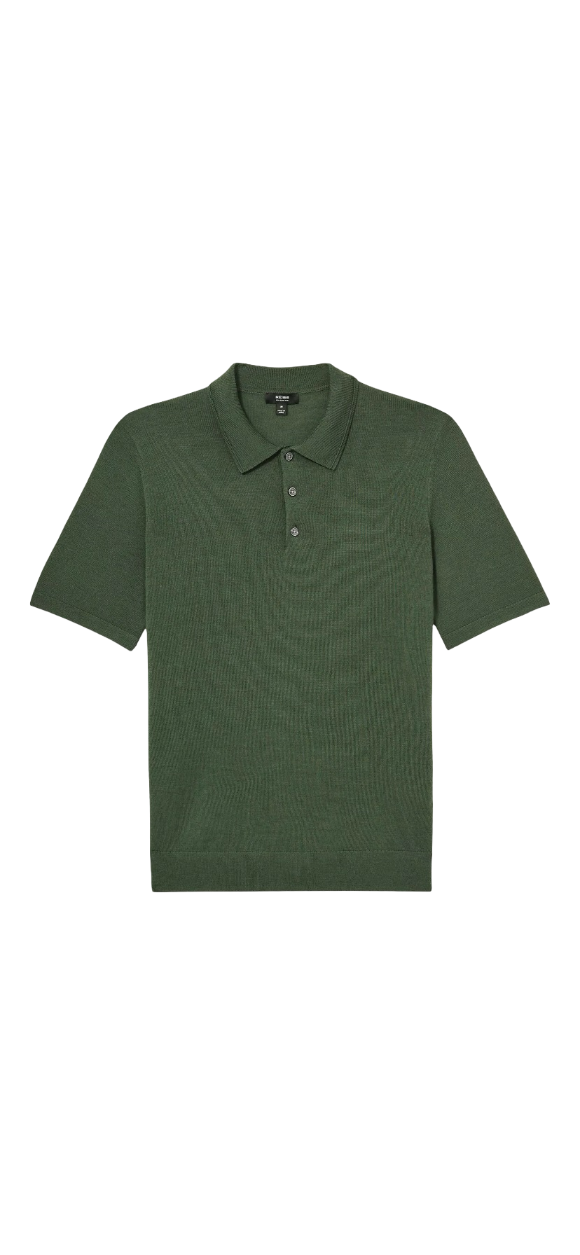 REISS MANOR MERINO WOOL POLO SHIRT DARK KALE GREEN