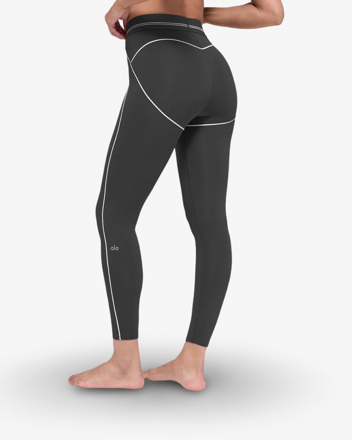 ALO AIRBRUSH HIGH WAIST HEARTTHROB LEGGING & BRA SET IN ANTHRACITE