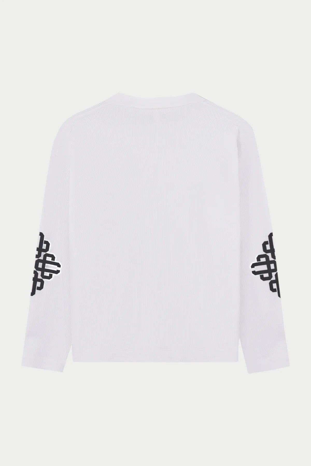 THE COUTURE CLUB EMBLEM WAFFLE LONG SLEEVE T-SHIRT - WHITE