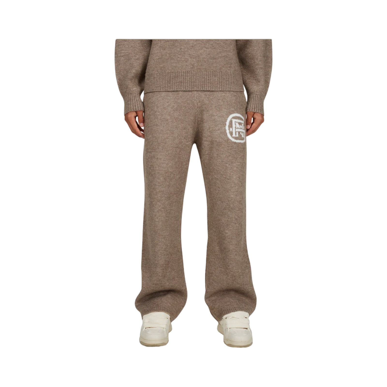 GFN MONOGRAM FLUFFY KNIT TAUPE PANTS