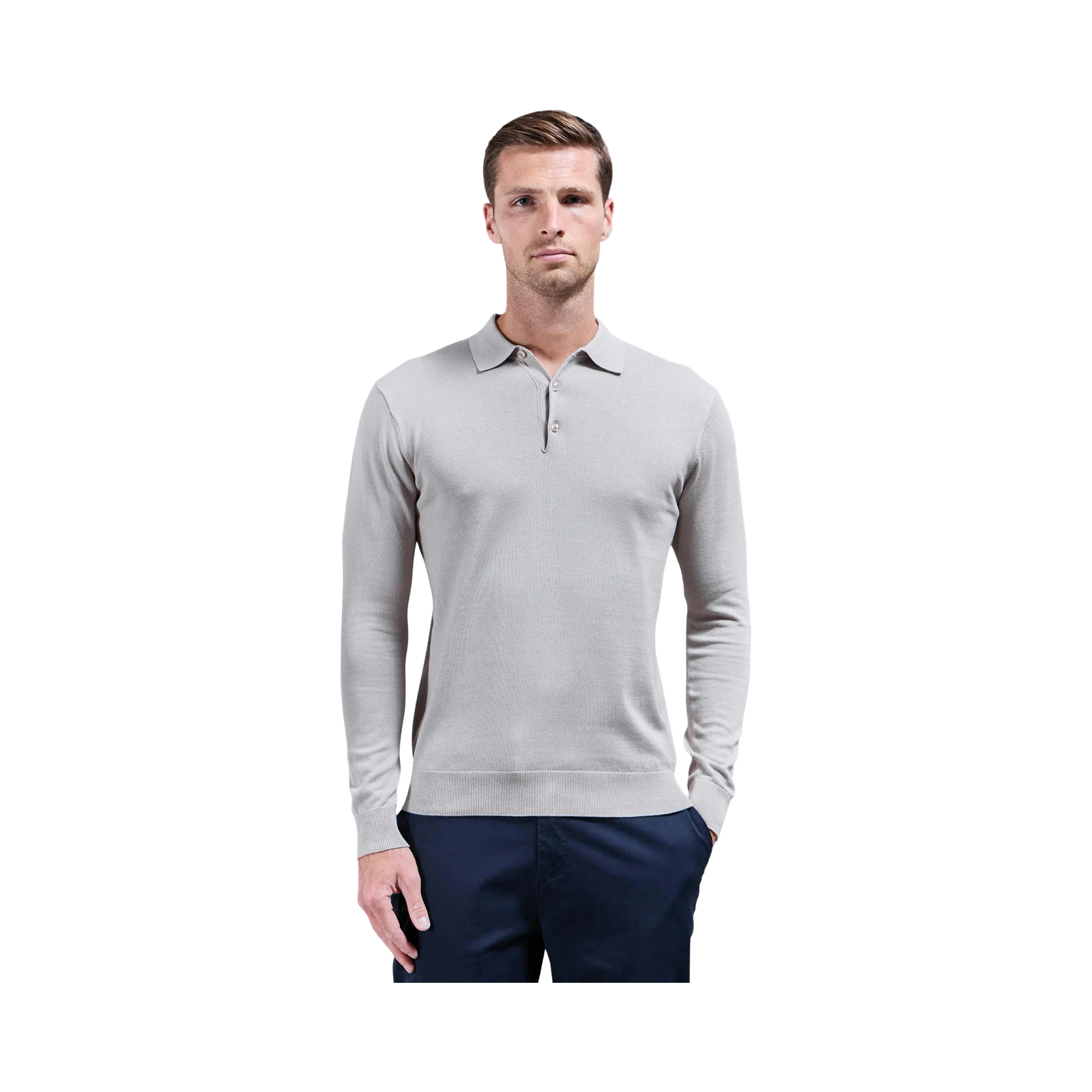 ARNE LONG SLEEVE POLO SHIRT STONE