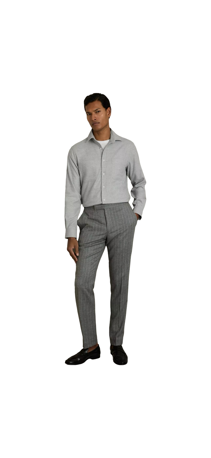 REISS CRAWFORD OVERSHIRT SOFT GREY MELANGE