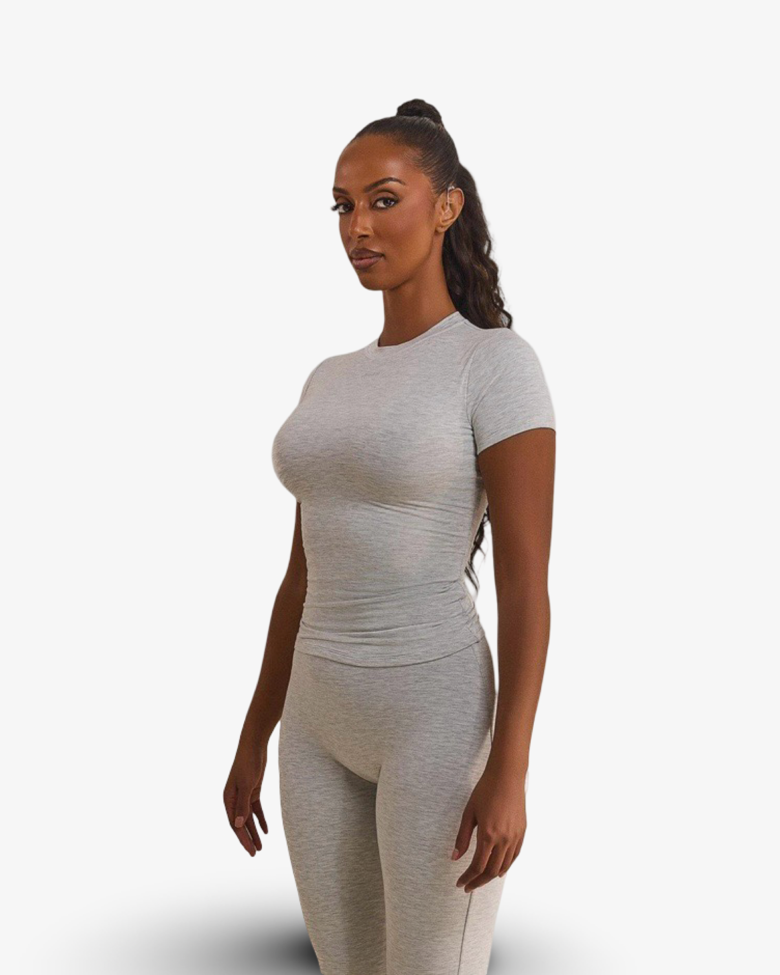 MARS THE LABEL SCULPT SHORT SLEEVE TOP - GREY