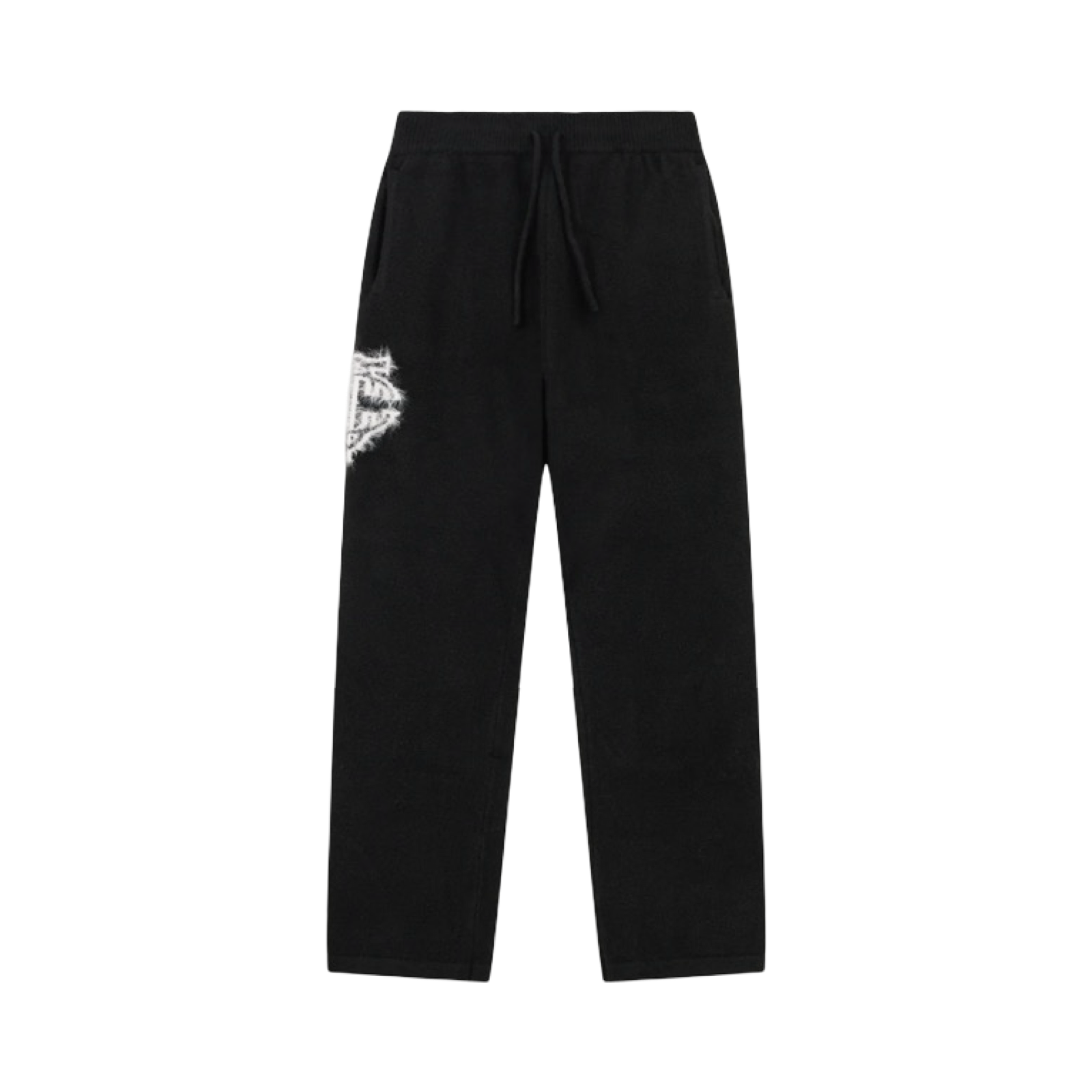 THE COUTURE CLUB MONOGRAM FLUFFY KNIT JOGGERS BLACK