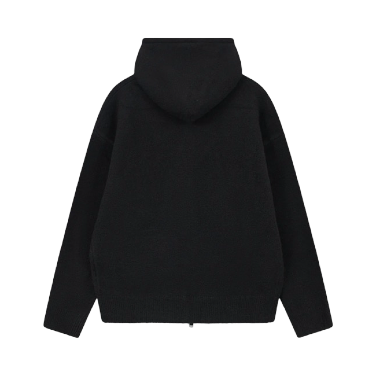 THE COUTURE CLUB MONOGRAM FLUFFY KNIT ZIP THROUGH HOODIE BLACK