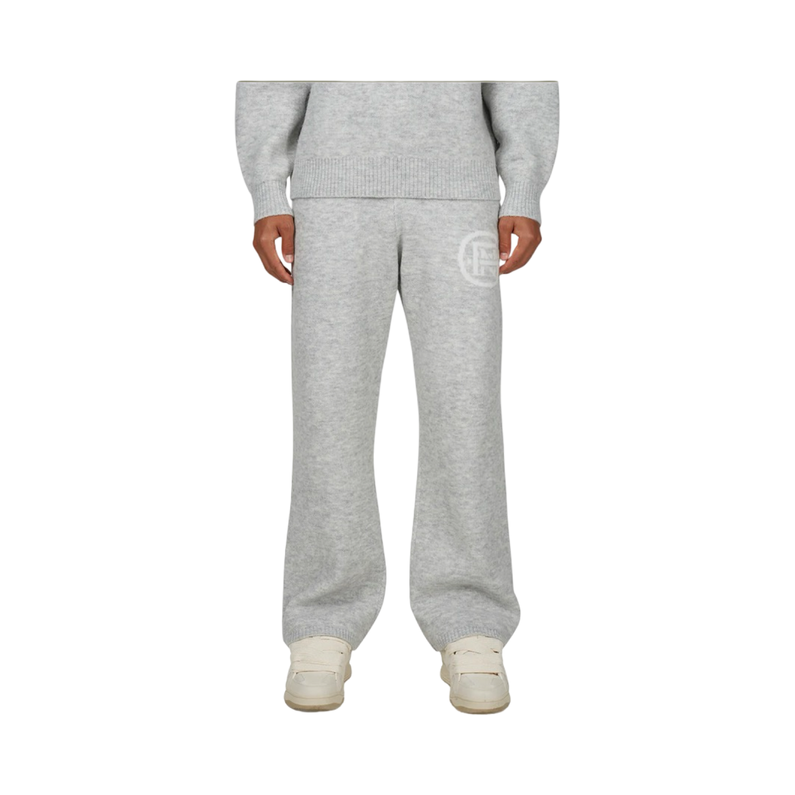 GFN MONOGRAM FLUFFY KNIT GREY MARL PANTS