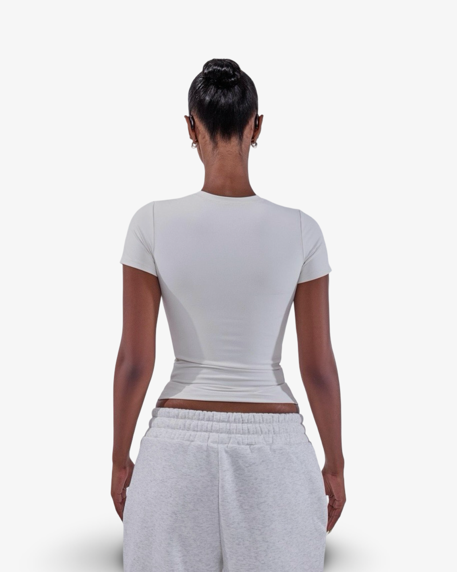 MARS THE LABEL SCULPT SHORT SLEEVE TOP - STONE