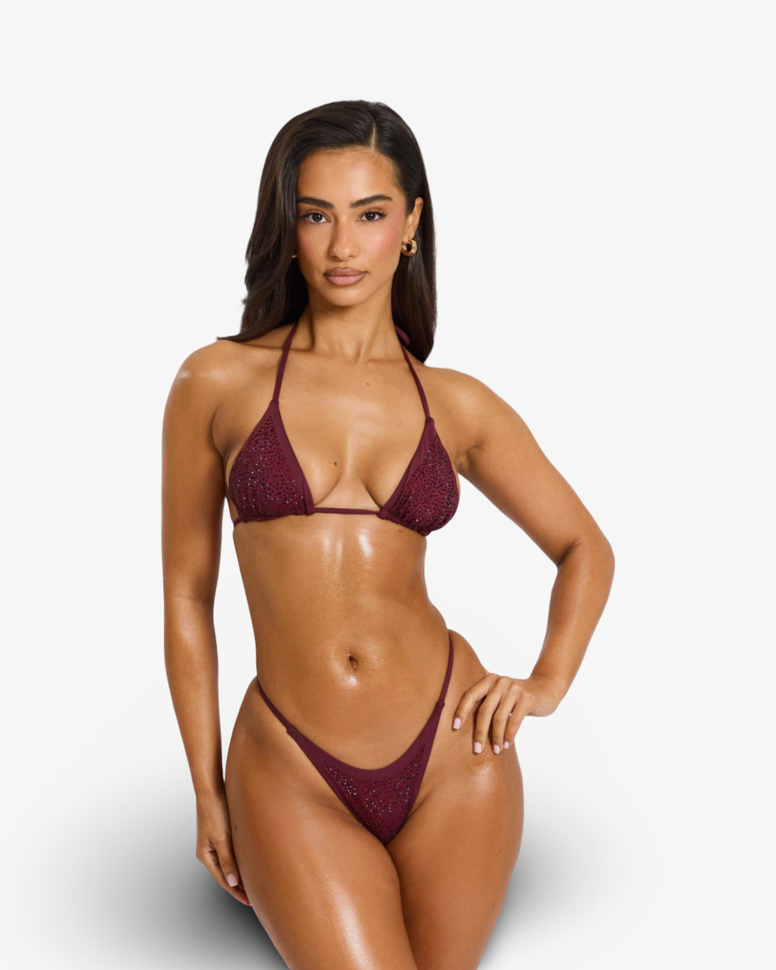 MARS THE LABEL RHINESTONE BIKINI SET - WINE
