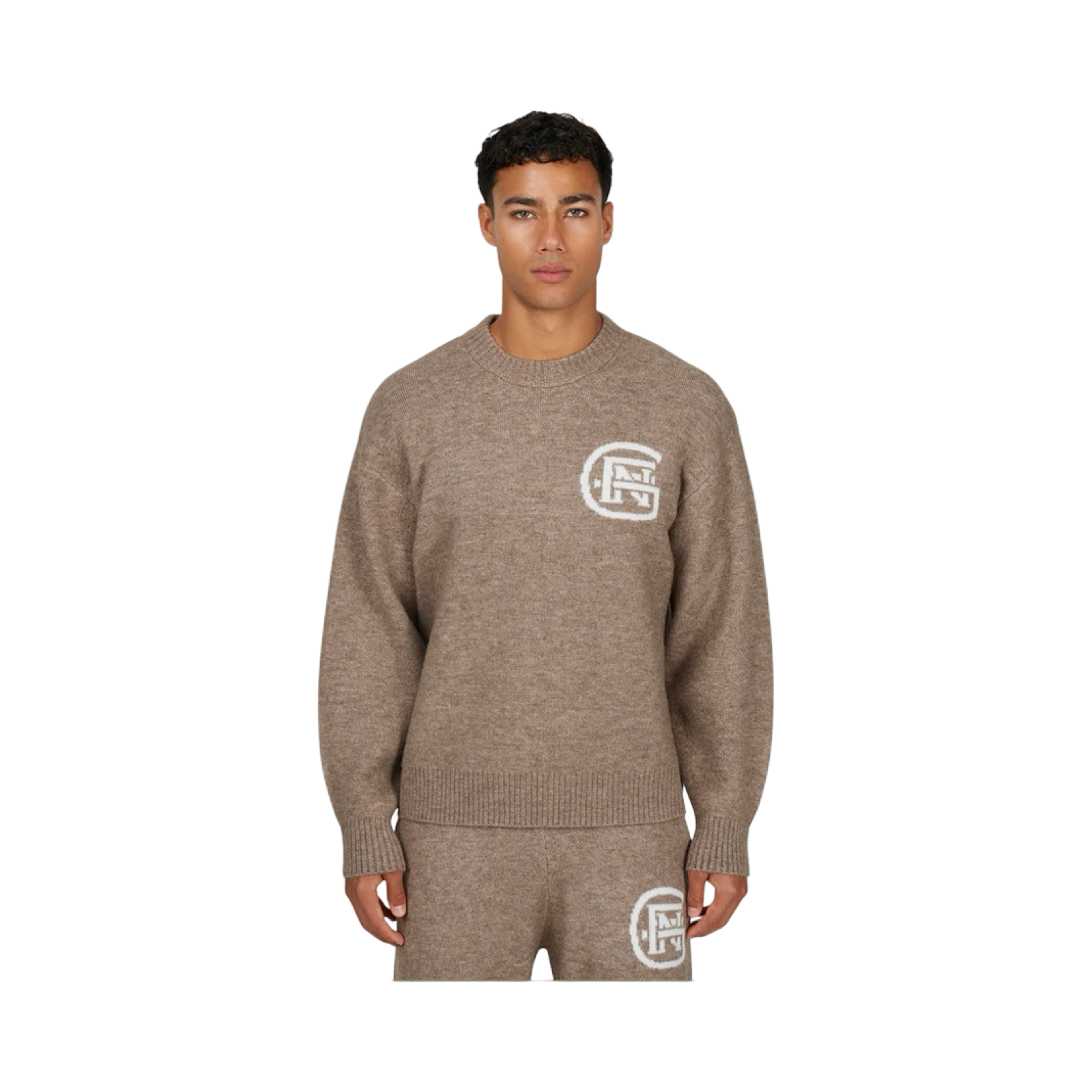 GFN MONOGRAM FLUFFY KNIT TAUPE JUMPER
