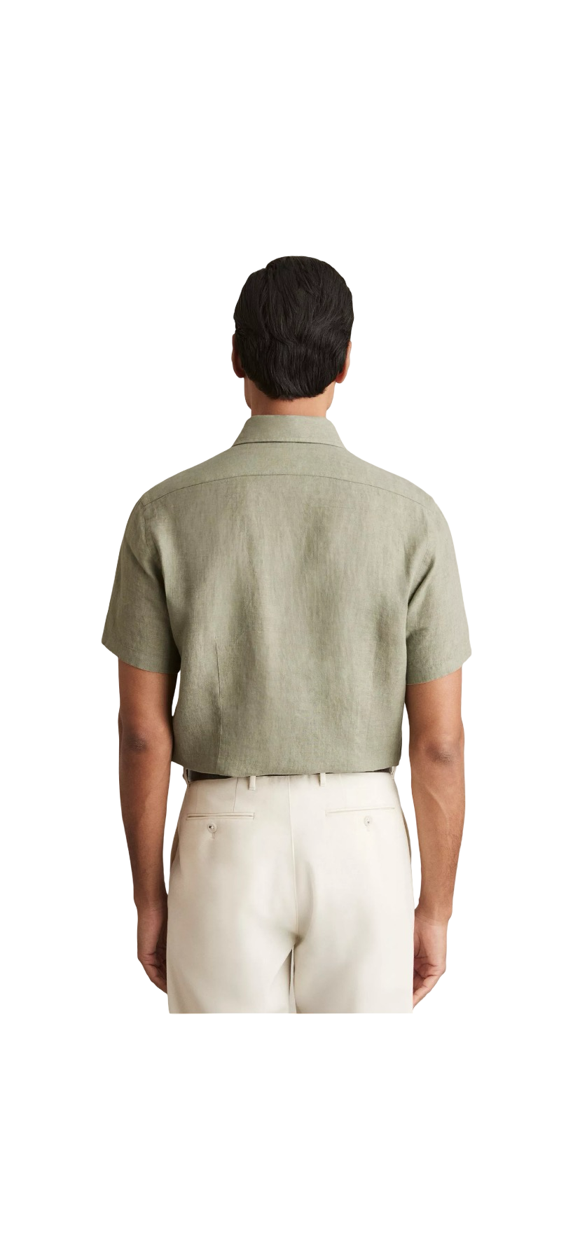 REISS HOLIDAY LINEN REGULAR FIT SHIRT THIME GREEN