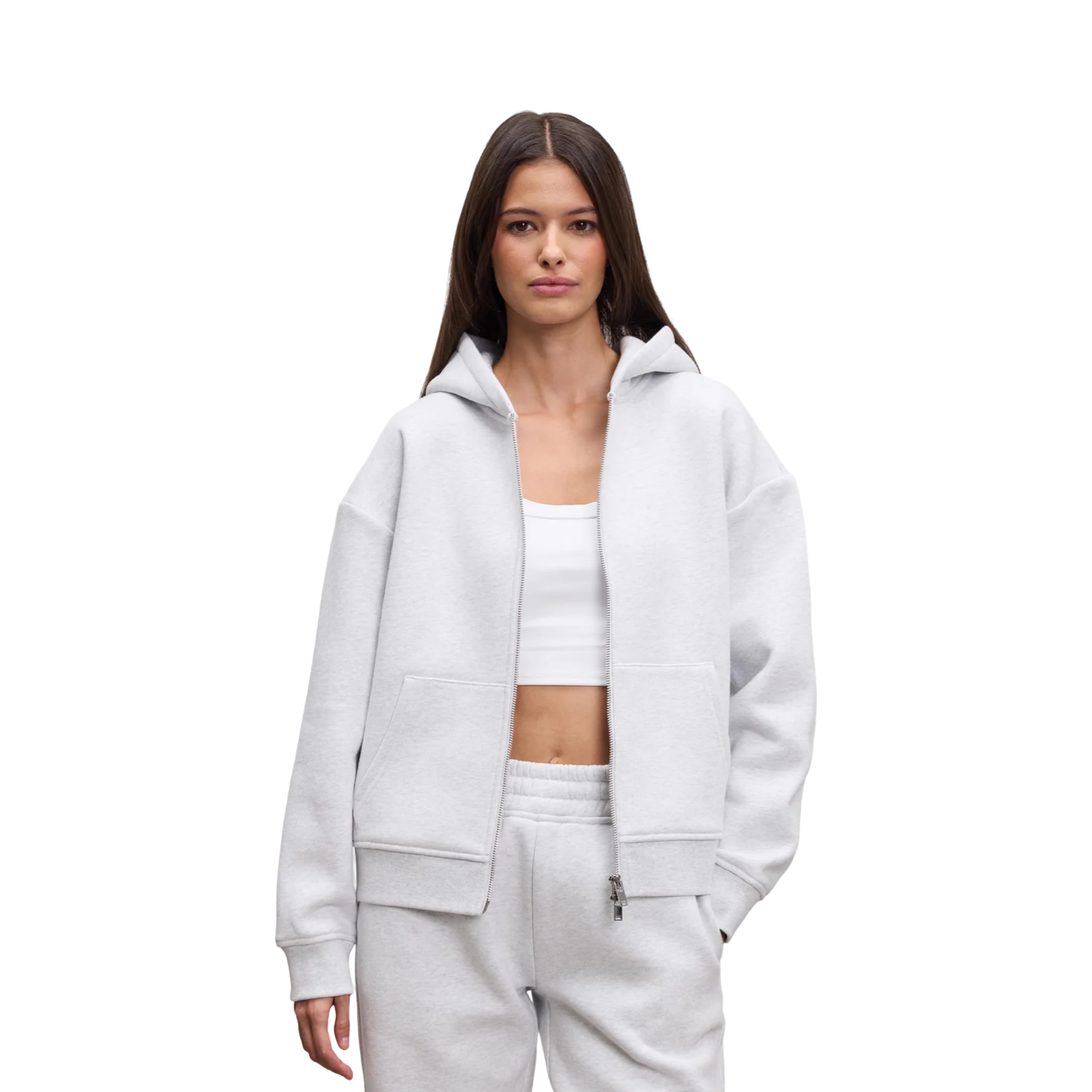 ARNE RELAXED ZIP HOODIE MARL GREY