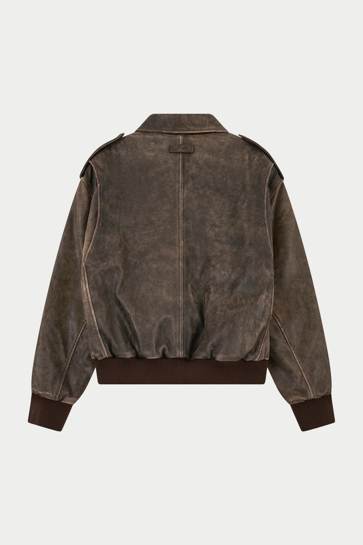 THE COUTURE CLUB DISTRESSED LEATHER BOMBER JACKET