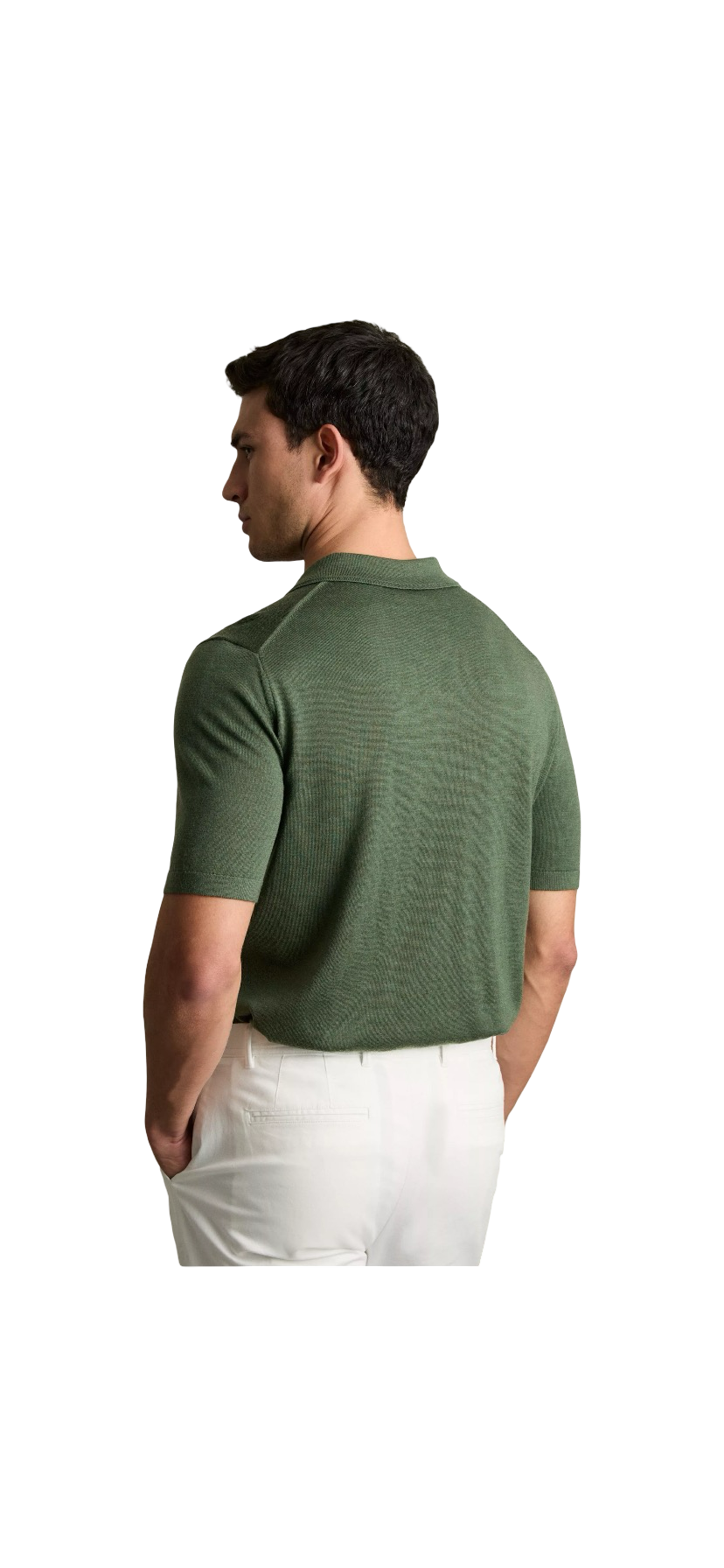 REISS MANOR MERINO WOOL POLO SHIRT DARK KALE GREEN