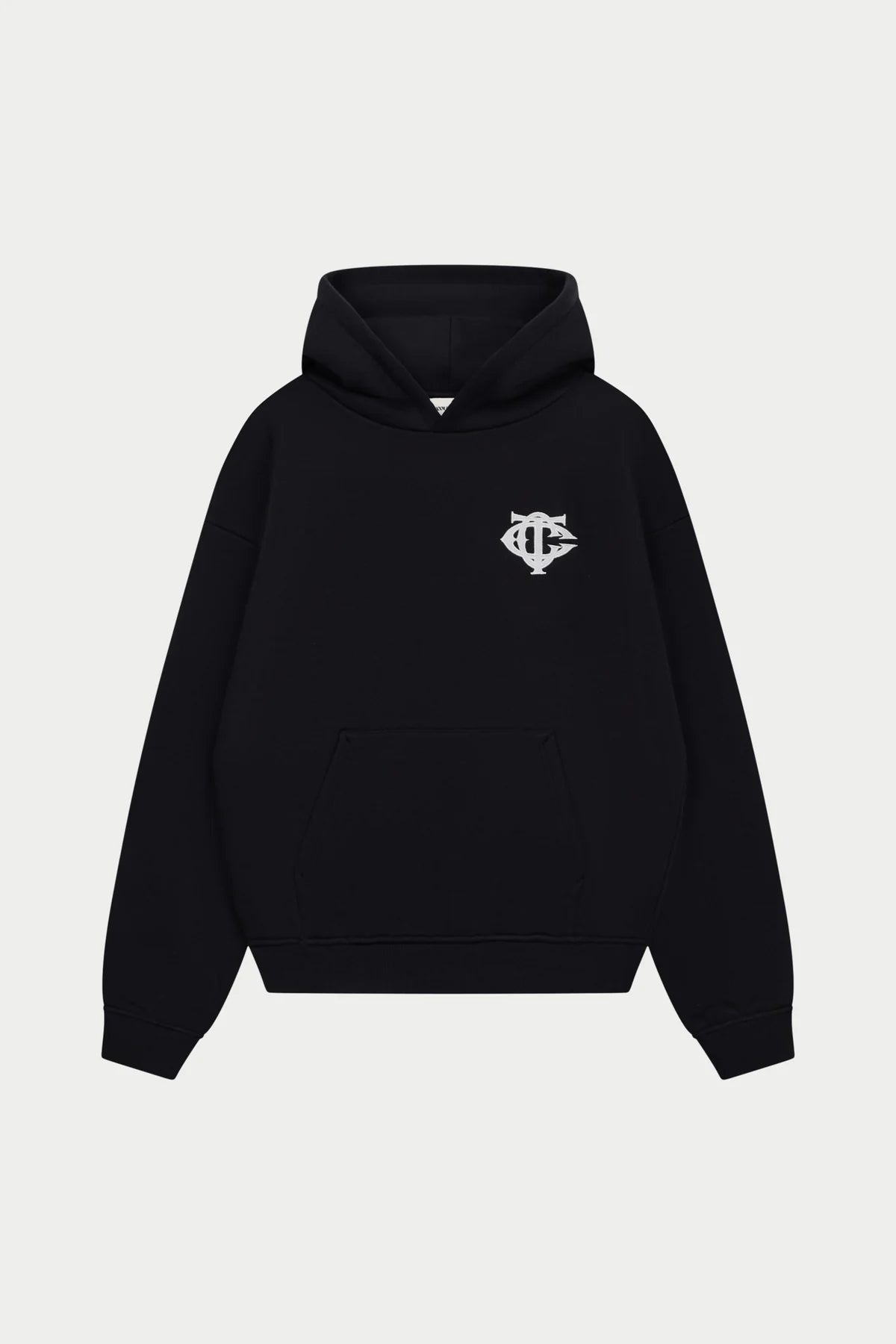 THE COUTURE CLUB HEAVYWEIGHT MONOGRAM APPLIQUE EMBLEM HOODIE - BLACK