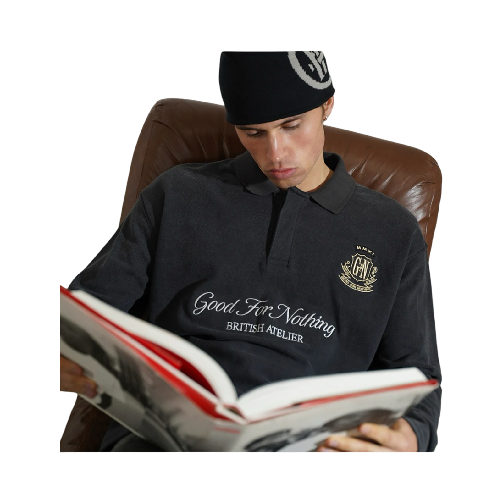 GFN VINTAGE CREST WASHED BLACK POLO