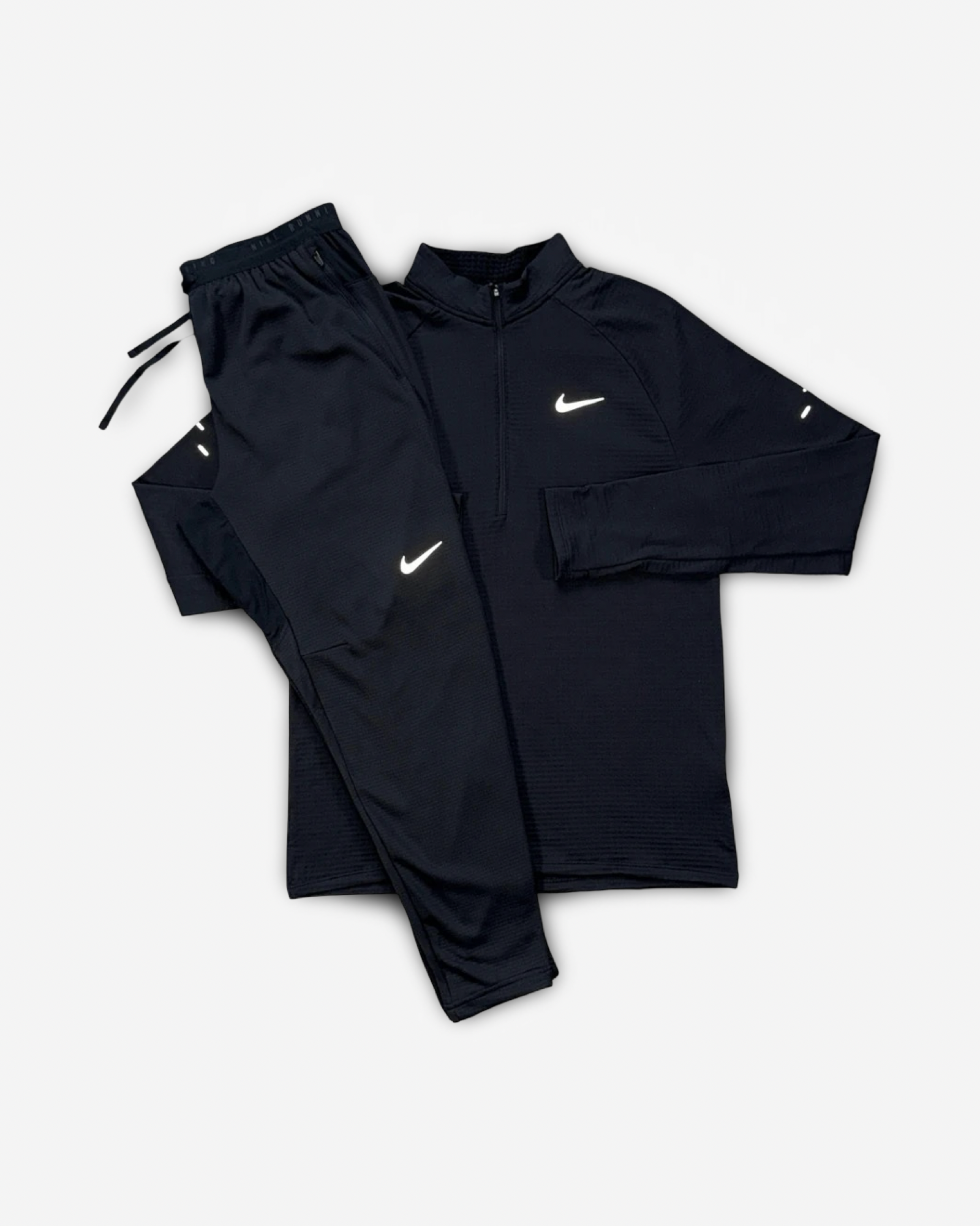 NIKE STRIDE THERMA 114 ZIP PANTS SET 'BLACK'