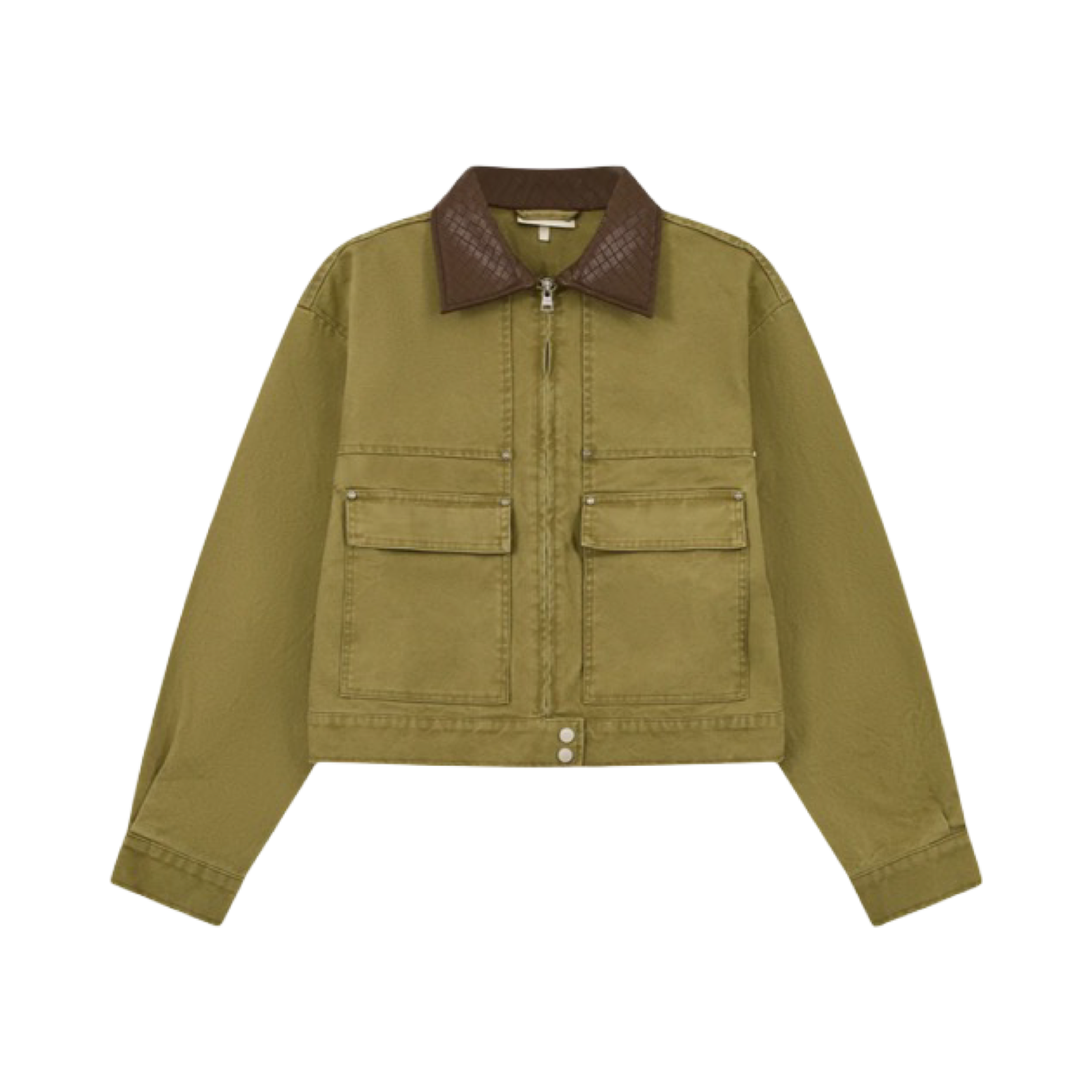 THE COUTURE CLUB WASHED CONTRAST COLLAR TRUCKER JACKET