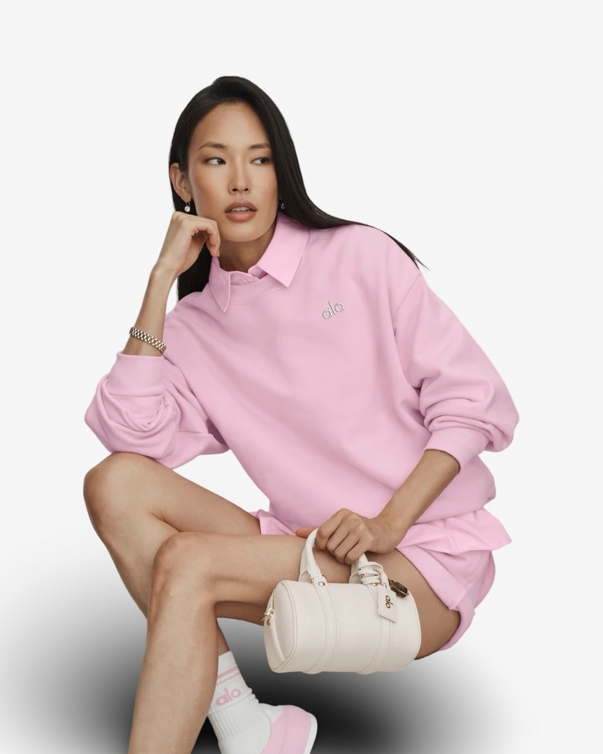 Alo Accolade Crew Neck Pullover pink