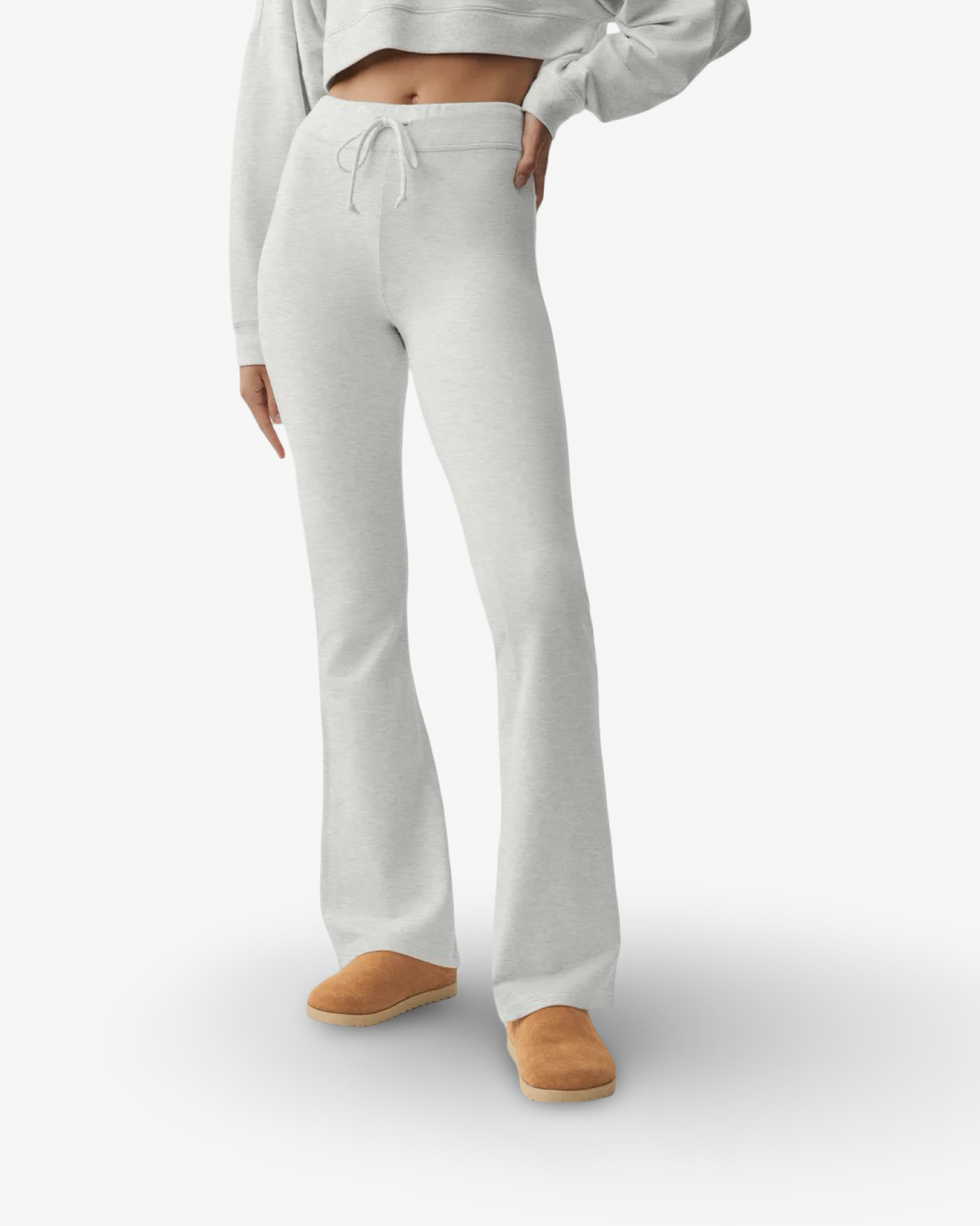 ALO SWAY BOOTCUT SWEATPANT & FULL ZIP UP HOODIE SET IN ATHLETIC HEATHER GREY