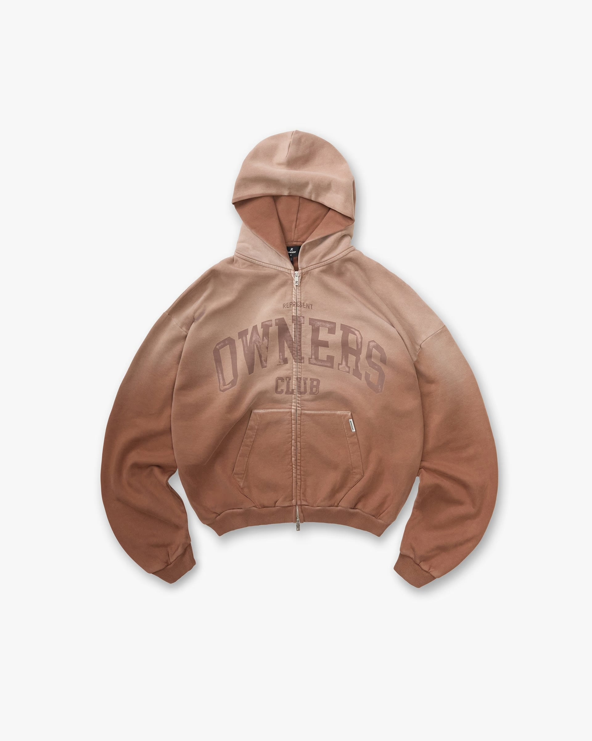 REPRESENT OWNERS CLUB ZIP THROUGH HOODIE - SIENNA