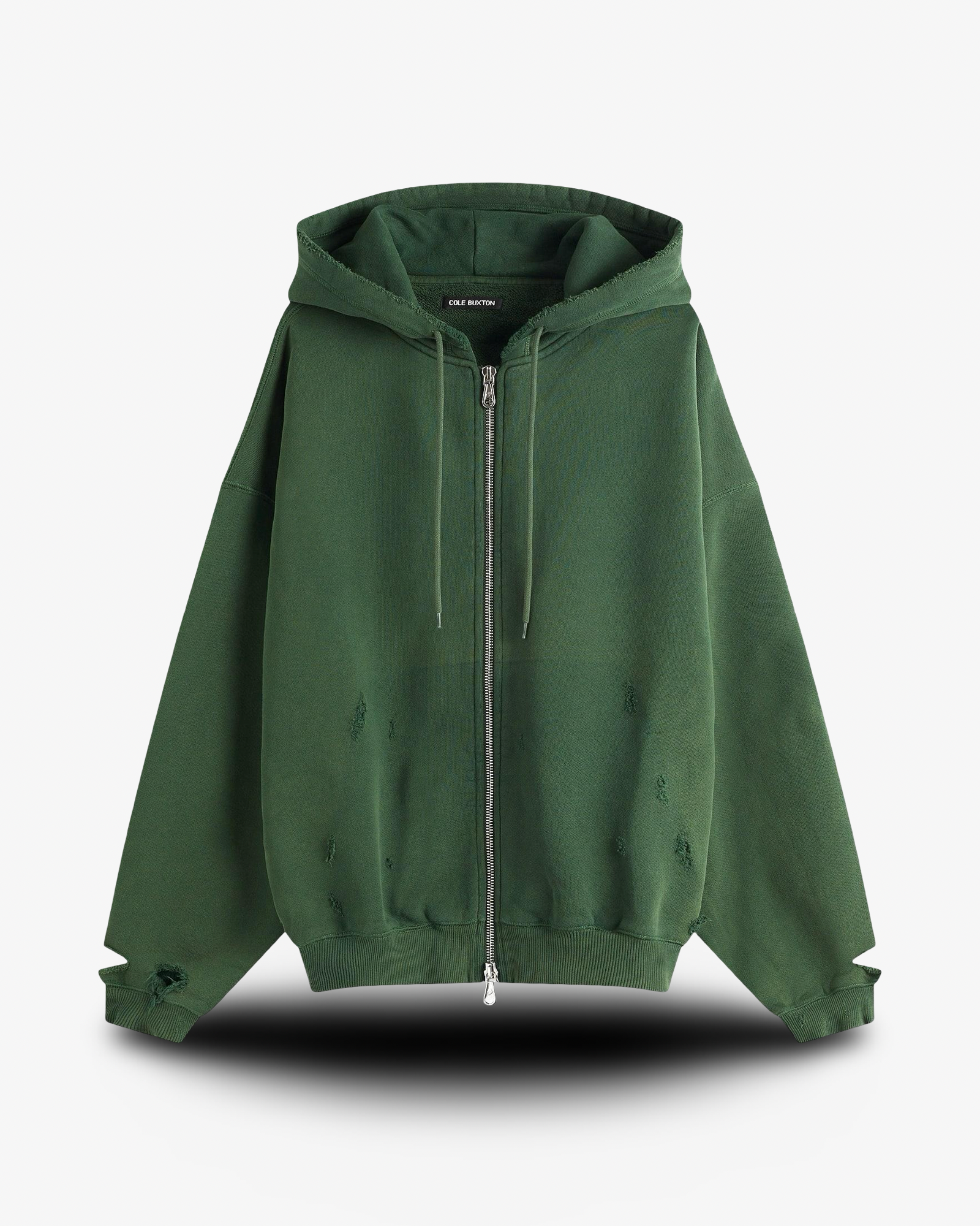 COLE BUXTON DISTRESSED HOODIE - FOREST GREEN