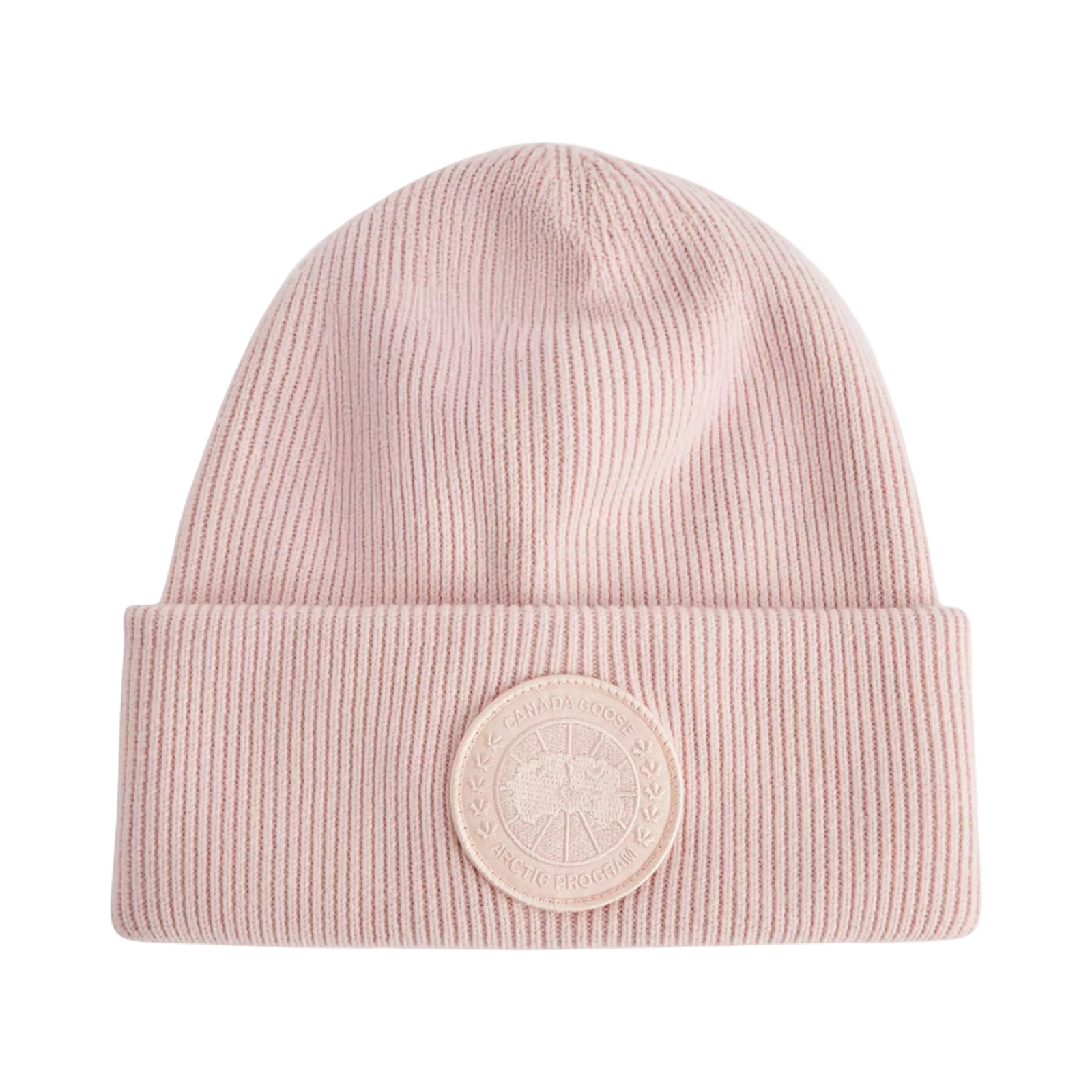 CANADA GOOSE ARCTIC TOQUE LOGO-PATCH WOOL BEANIE HAT VINTAGE ROSE