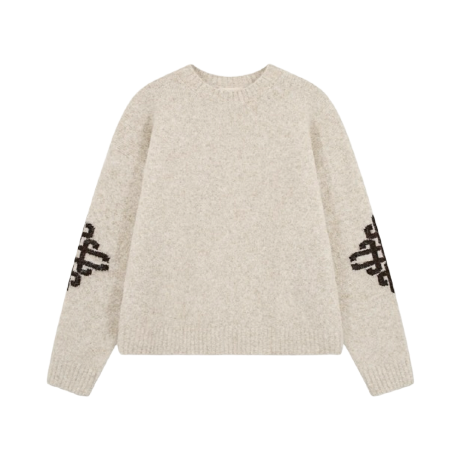 THE COUTURE CLUB BRUSHED SLEEVE KNITTED CREW BEIGE