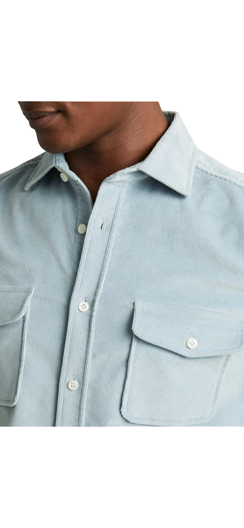 REISS TUCCI COTTON BLEND OVERSHIRT SOFT BLUE