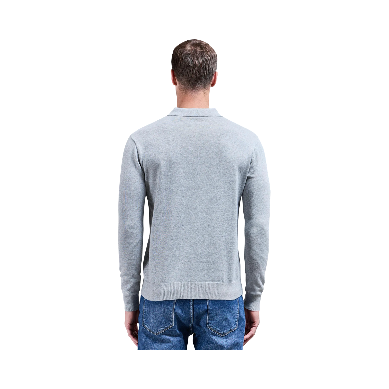 ARNE LONG SLEEVE POLO SHIRT GREY MARL