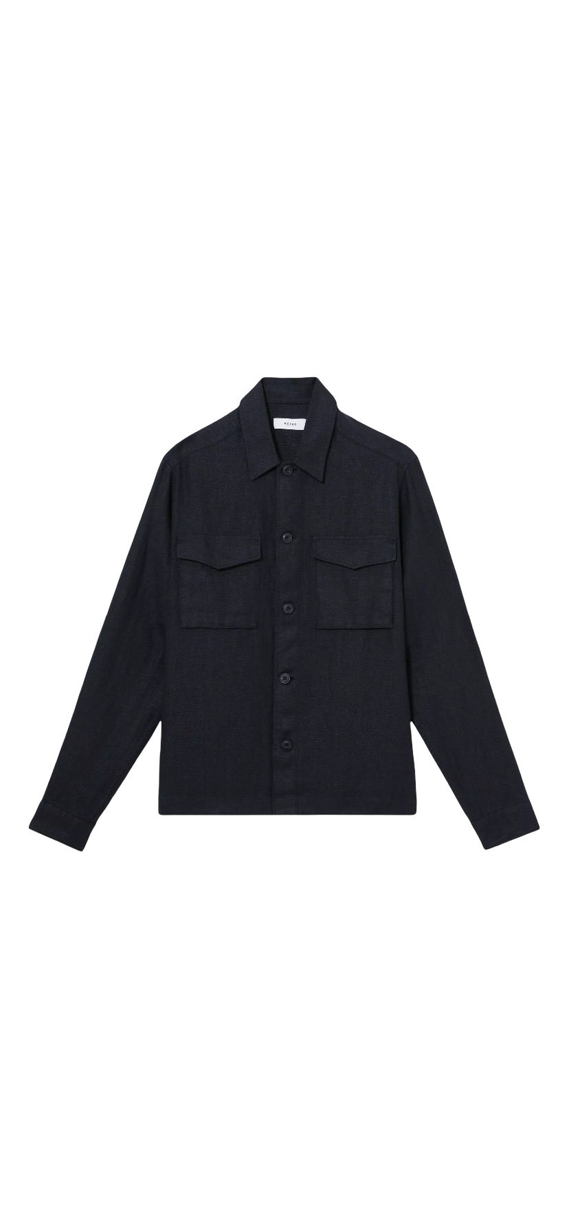 REISS EZE LINEN OVERSHIRT NAVY