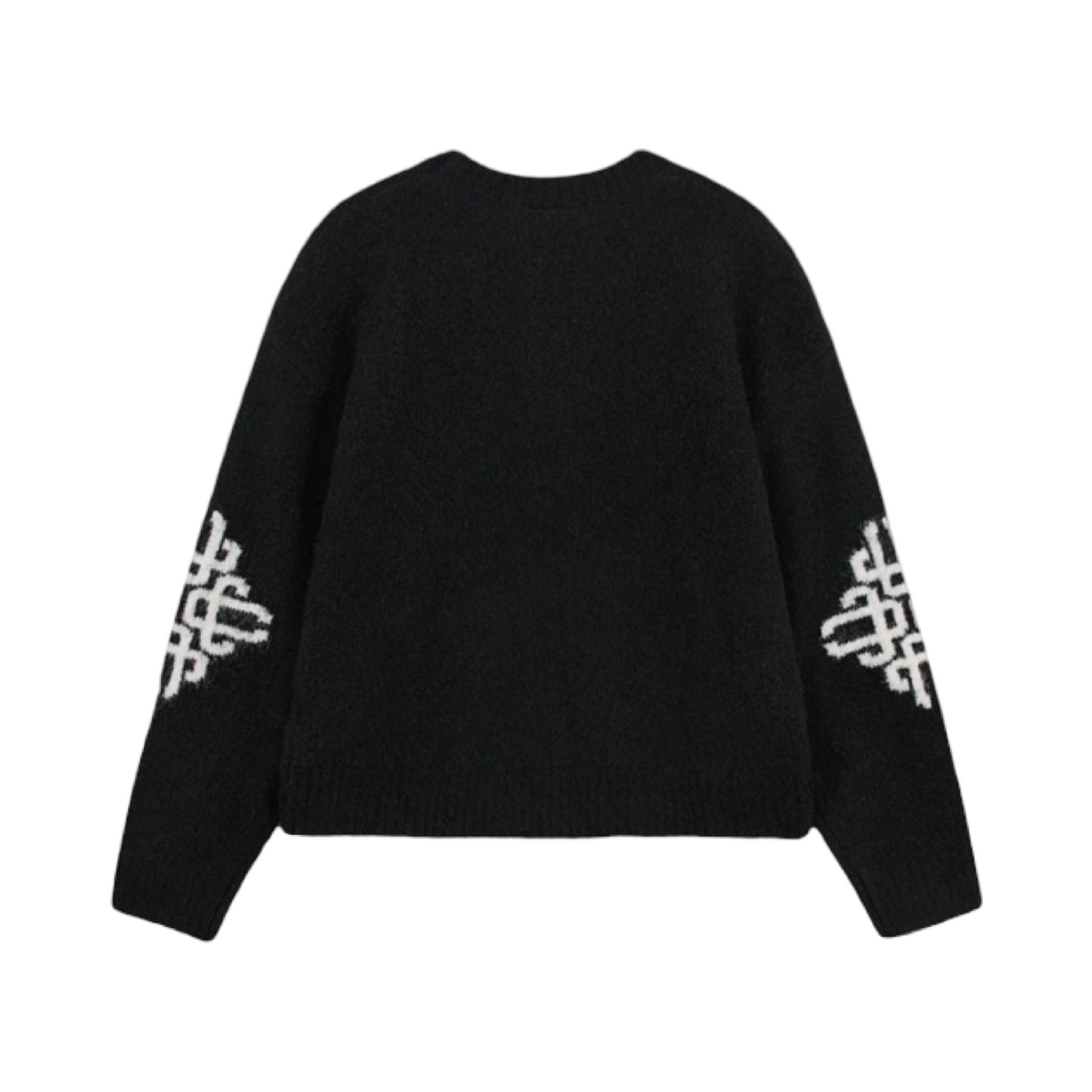 THE COUTURE CLUB BRUSHED EMBLEM SLEEVE KNITTED CREW BLACK