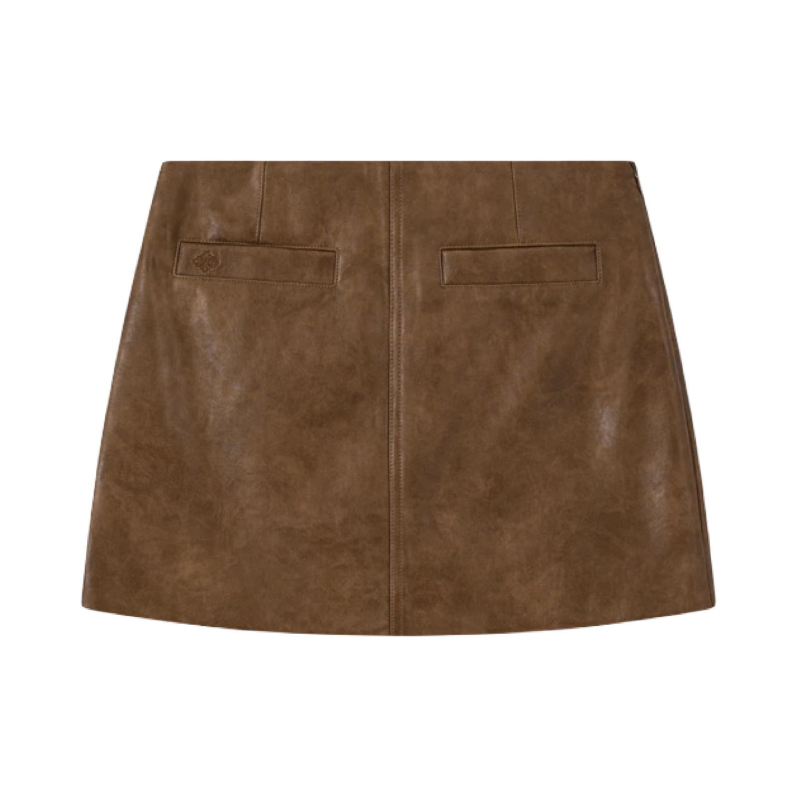 THE COUTURE CLUB FAUX LEATHER MINI SKIRT WASHED BROWN