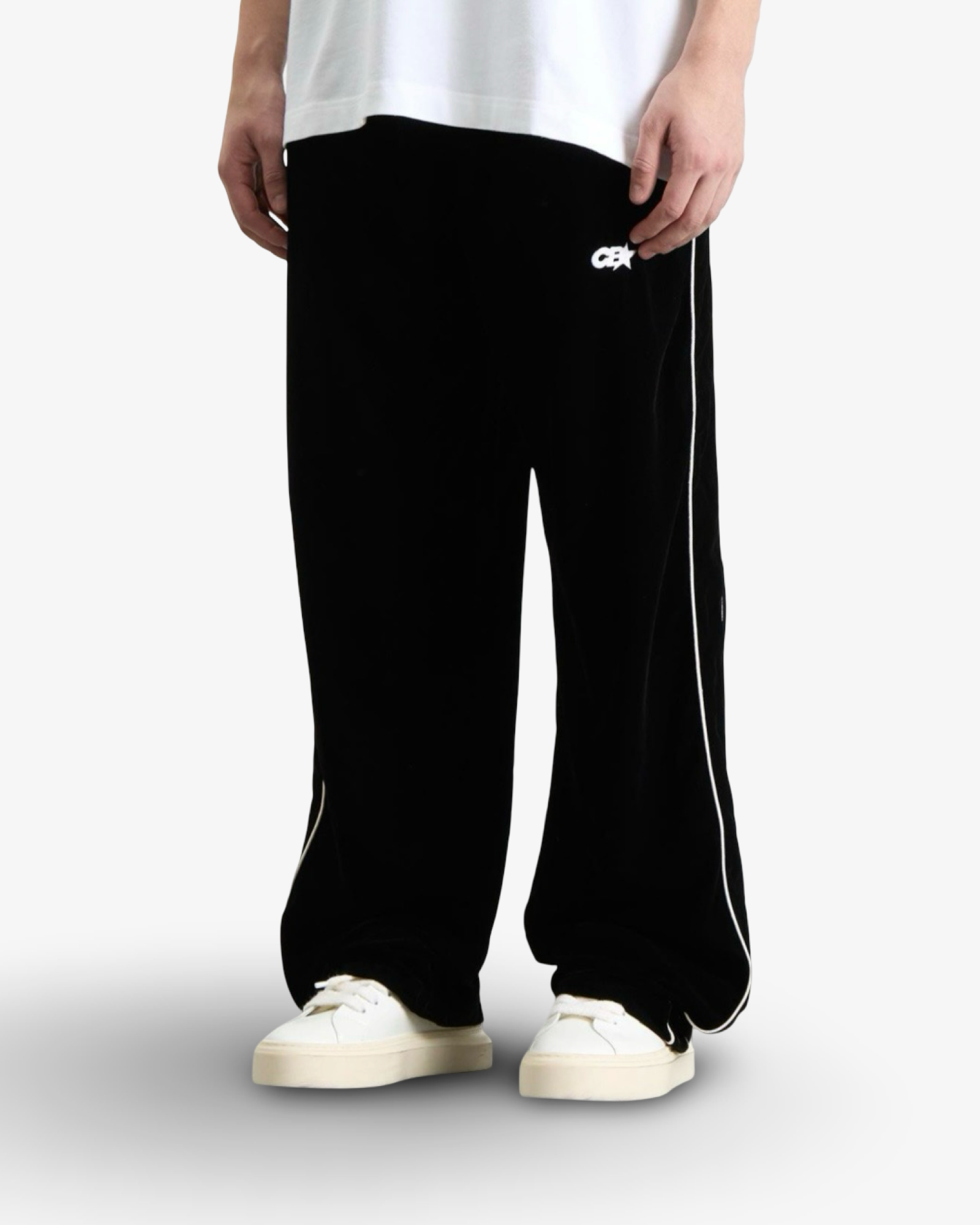 COLE BUXTON VELOUR TRACK PANT - BLACK